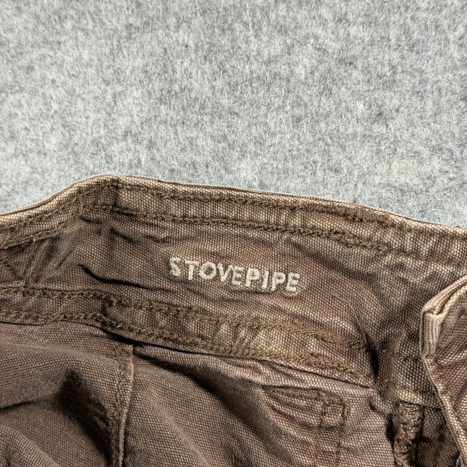 American Eagle Stovepipe Jeans Womens 4 Brown Canvas Adjustable Waist Utility thumbnail 4