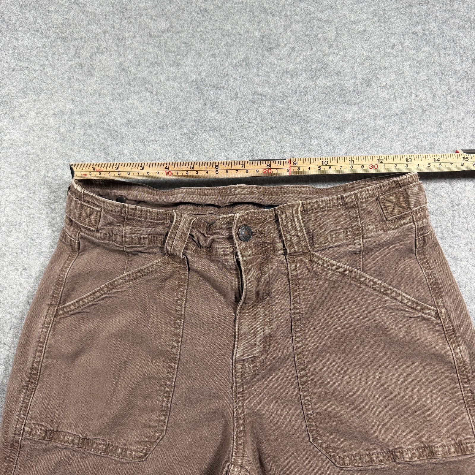 American Eagle Stovepipe Jeans Womens 4 Brown Canvas Adjustable Waist Utility thumbnail 7