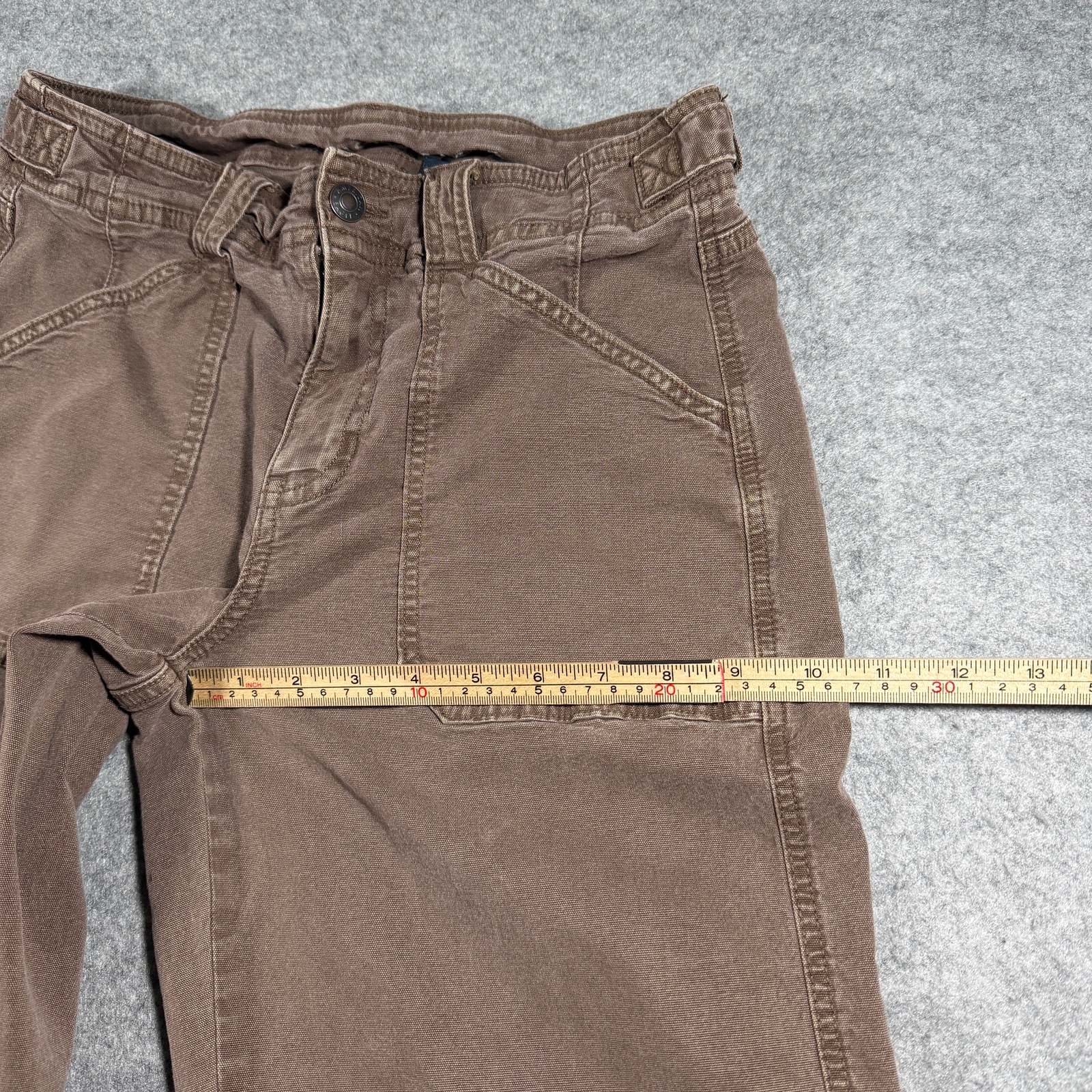 American Eagle Stovepipe Jeans Womens 4 Brown Canvas Adjustable Waist Utility thumbnail 9