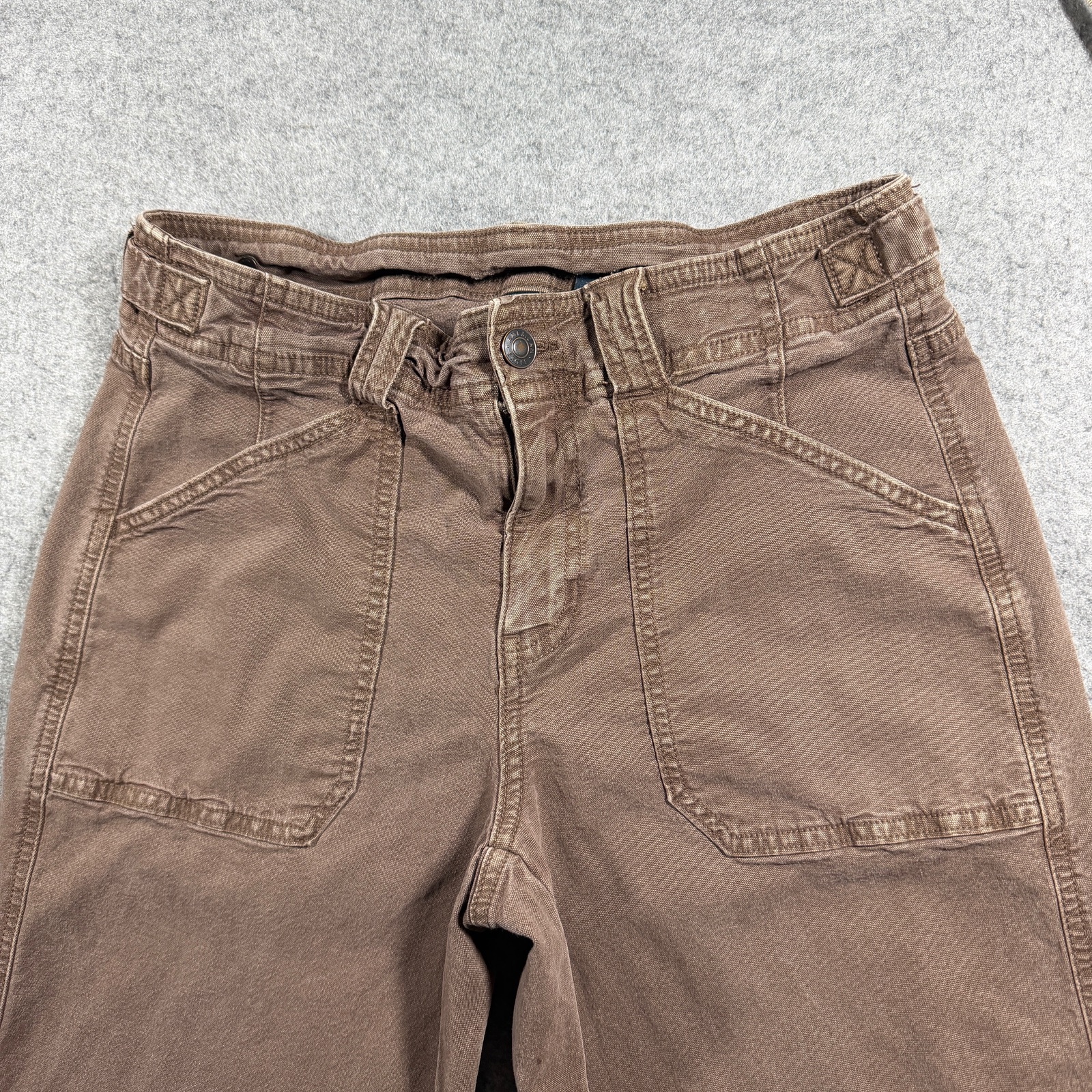 American Eagle Stovepipe Jeans Womens 4 Brown Canvas Adjustable Waist Utility thumbnail 10