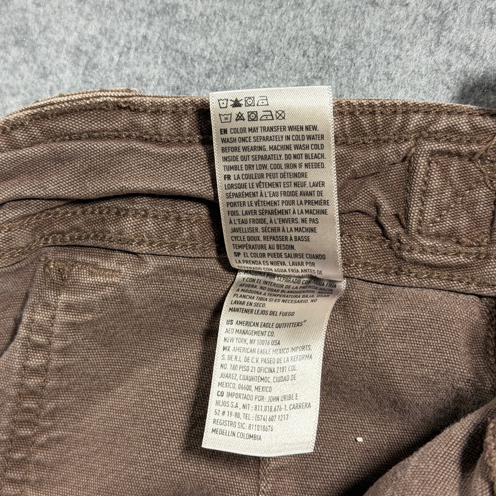 American Eagle Stovepipe Jeans Womens 4 Brown Canvas Adjustable Waist Utility thumbnail 12