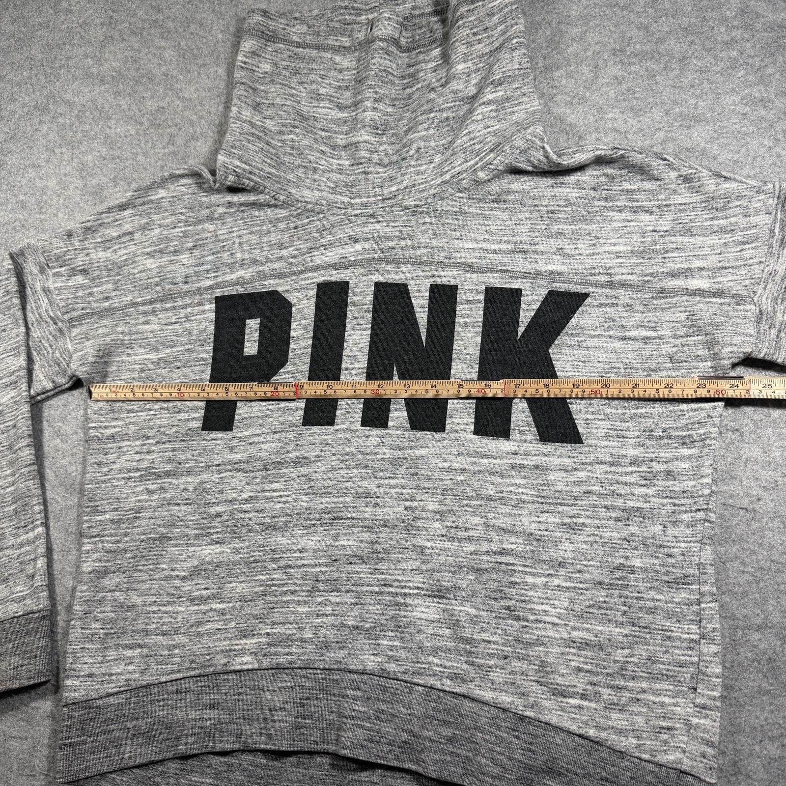 PINK Victoria's Secret Pullover Womens L Heather Gray Funnel Neck Graphic Soft thumbnail 7