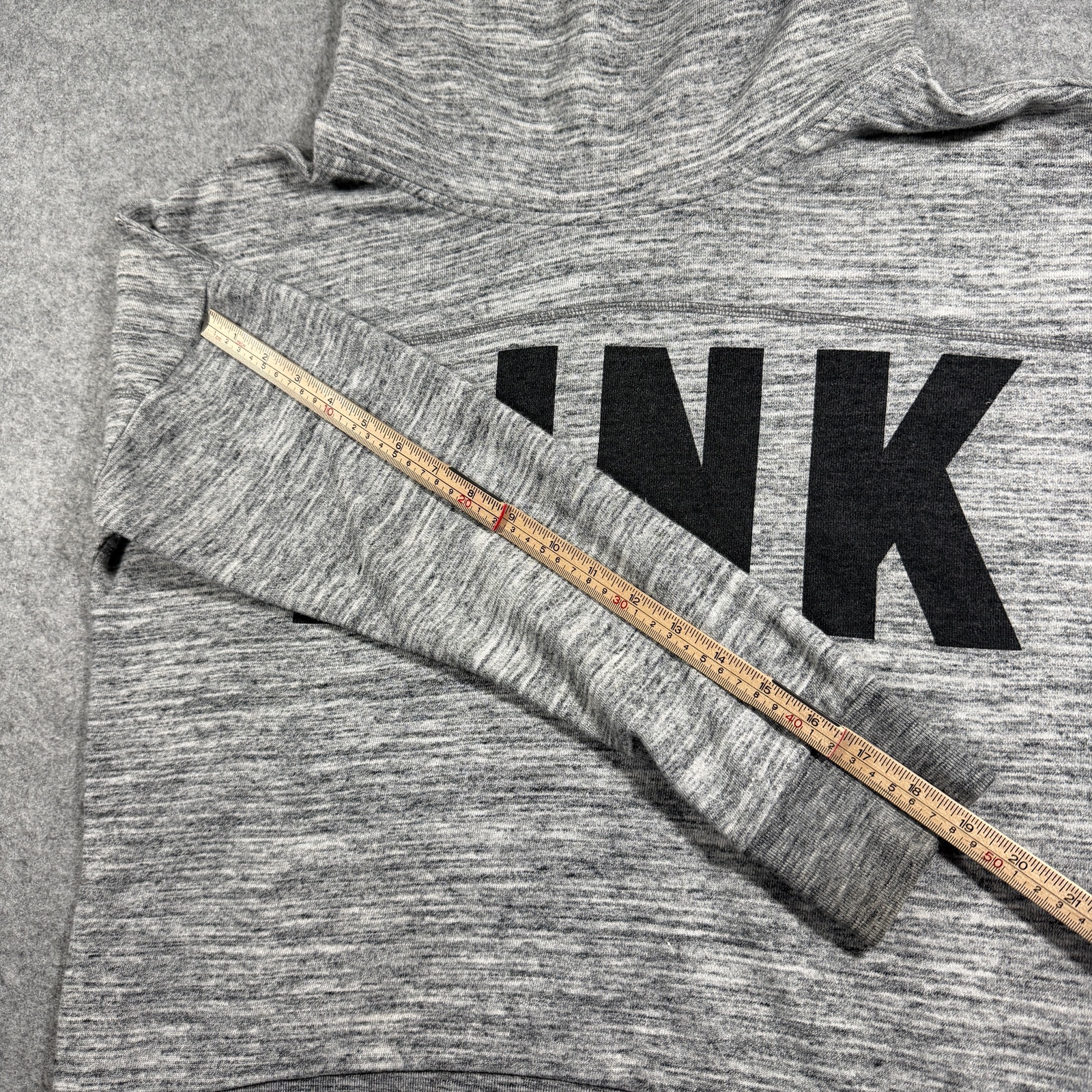PINK Victoria's Secret Pullover Womens L Heather Gray Funnel Neck Graphic Soft thumbnail 8