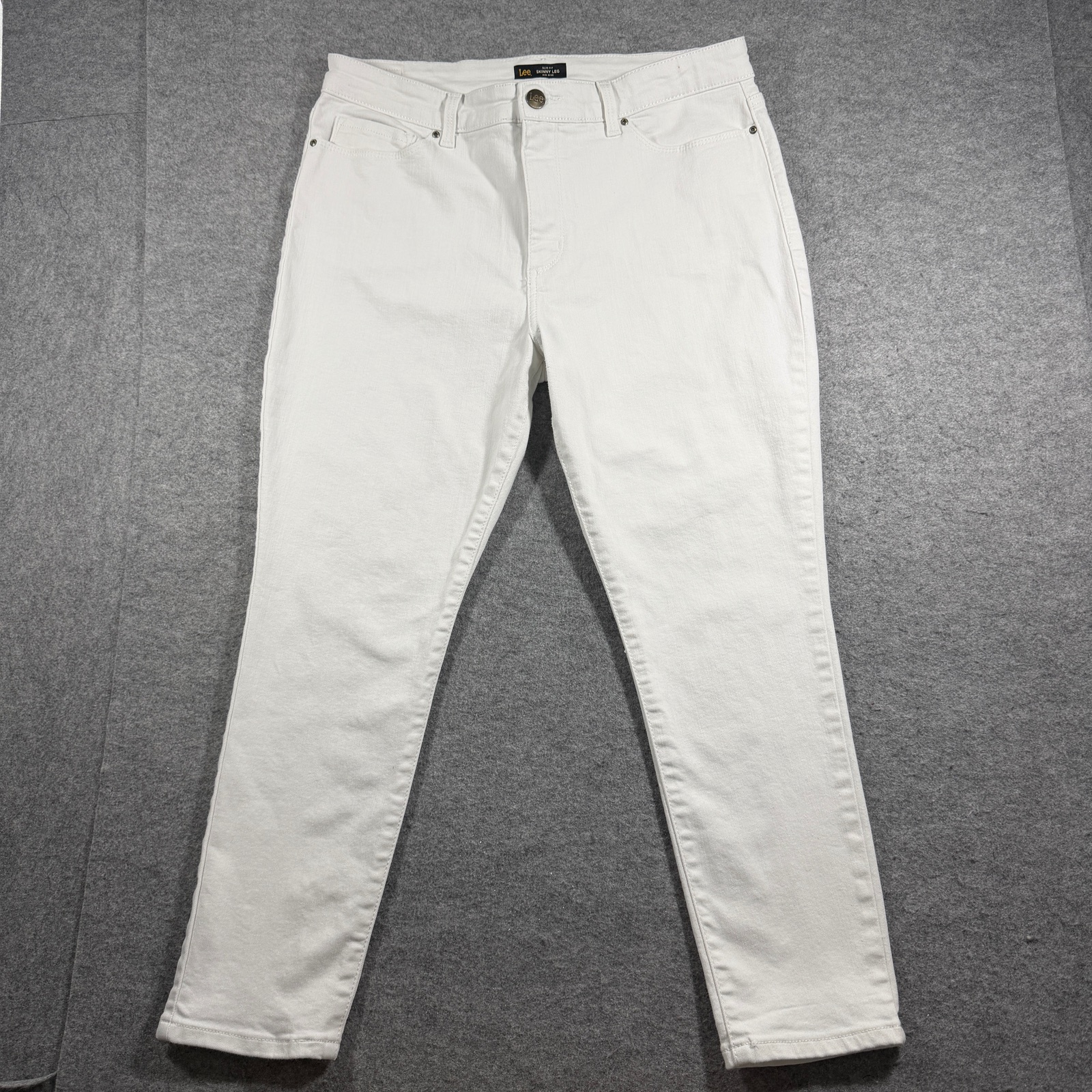 Lee Skinny Jeans Womens 16 Short White Mid Rise Stretch Denim Slim Fit Pants