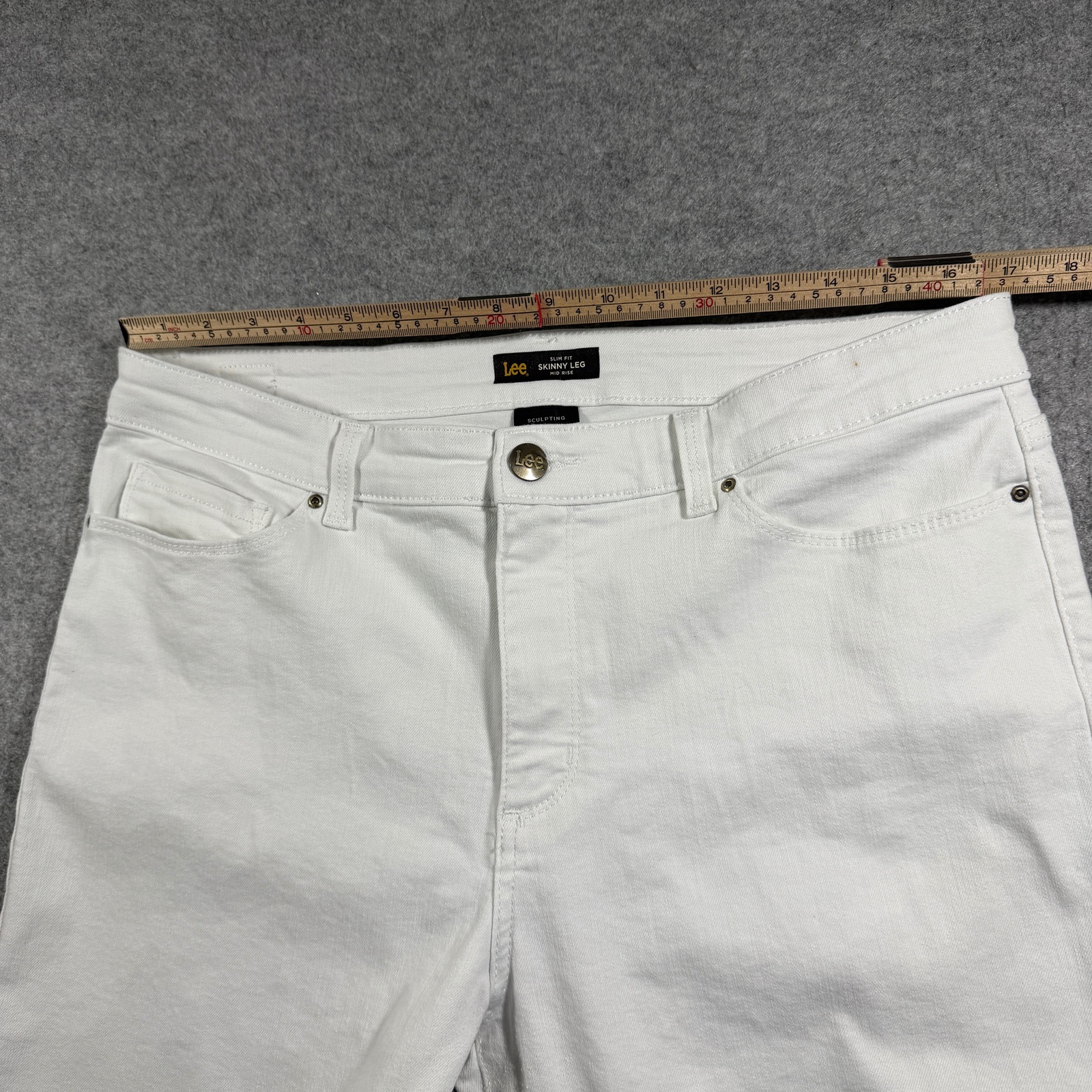 Lee Skinny Jeans Womens 16 Short White Mid Rise Stretch Denim Slim Fit Pants thumbnail 5