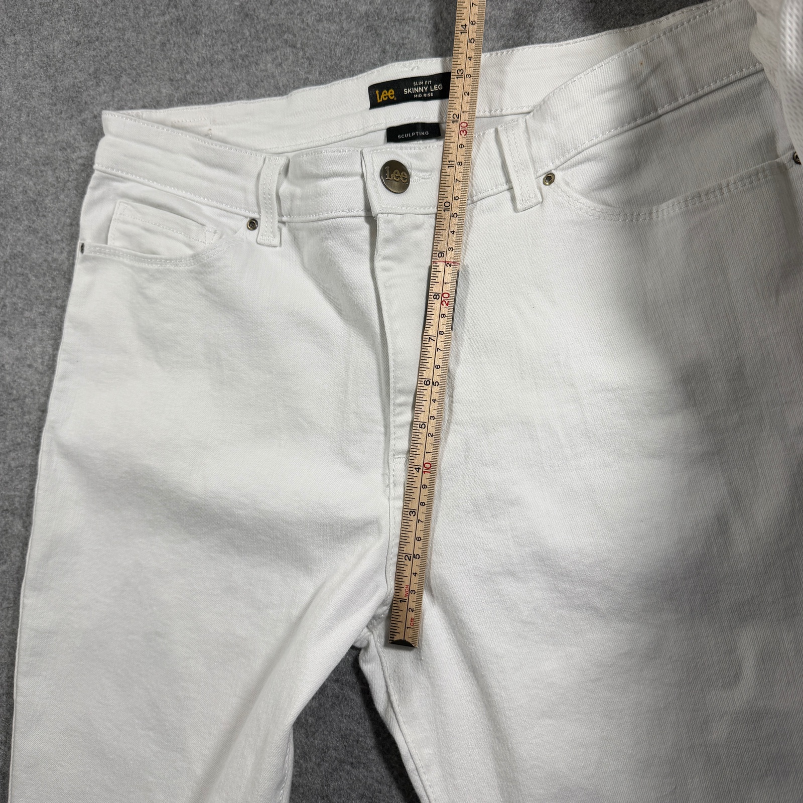 Lee Skinny Jeans Womens 16 Short White Mid Rise Stretch Denim Slim Fit Pants thumbnail 9