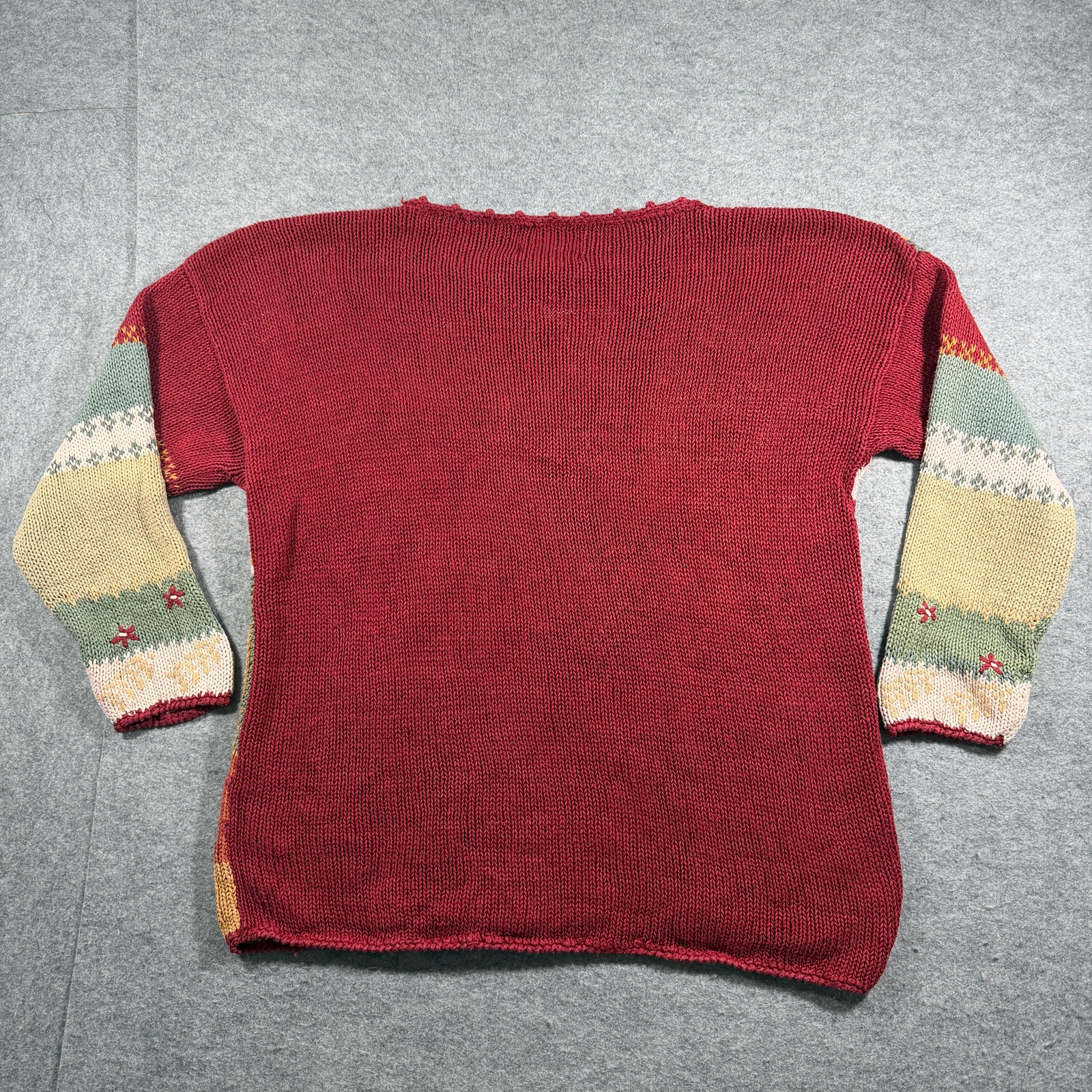 Vintage 90s Heirloom Collectibles Sweater Womens L Patchwork Floral Embroidered thumbnail 2