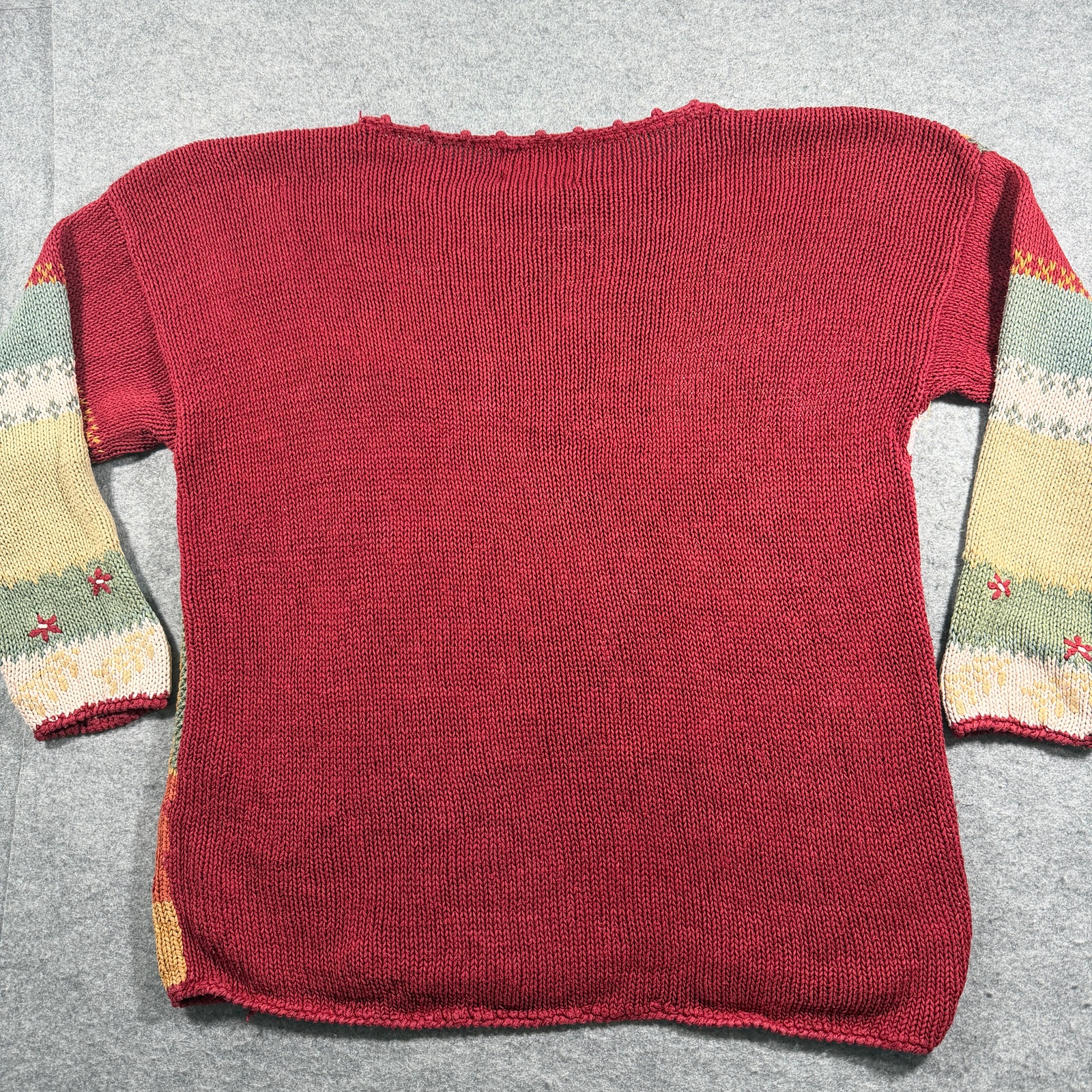 Vintage 90s Heirloom Collectibles Sweater Womens L Patchwork Floral Embroidered thumbnail 3