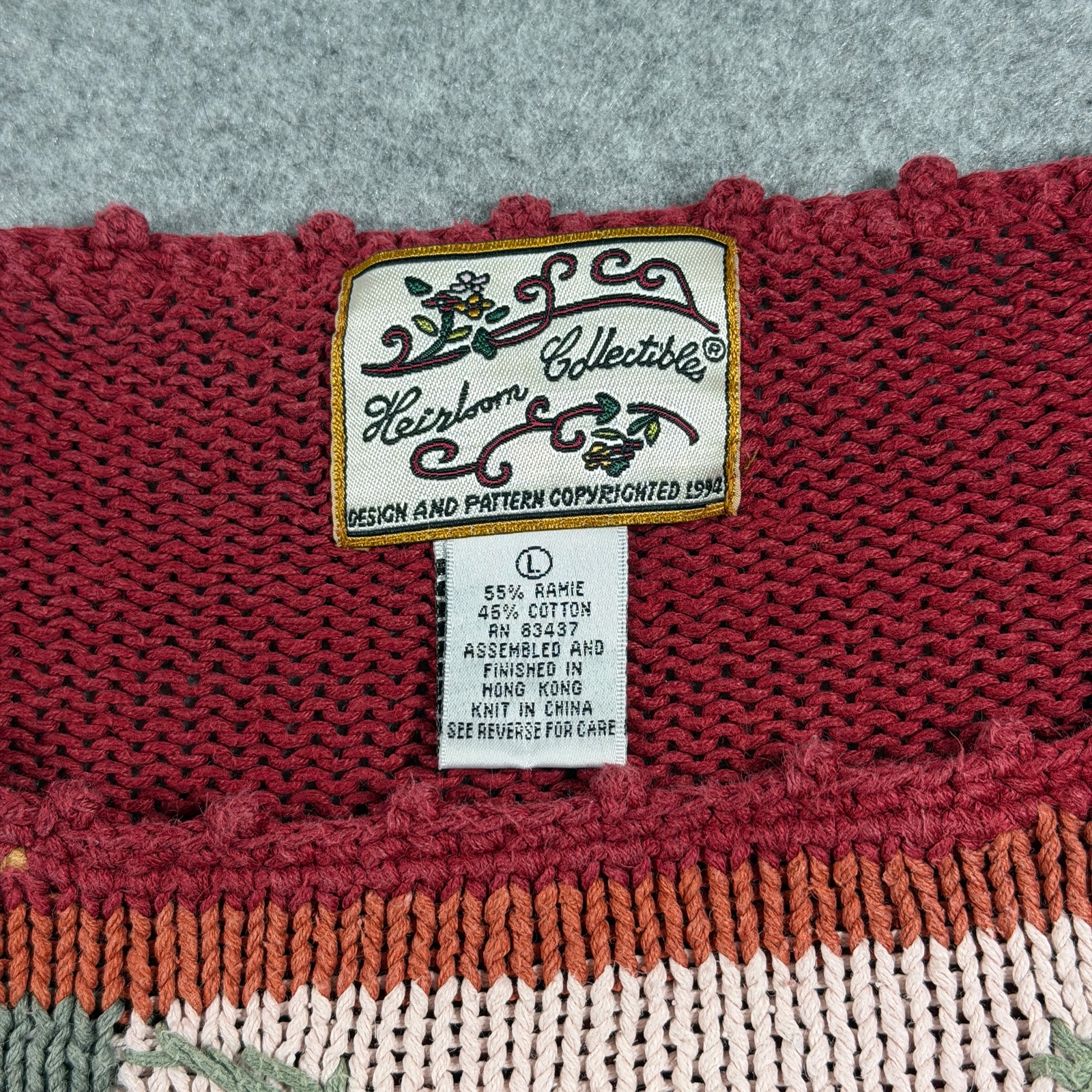 Vintage 90s Heirloom Collectibles Sweater Womens L Patchwork Floral Embroidered thumbnail 4