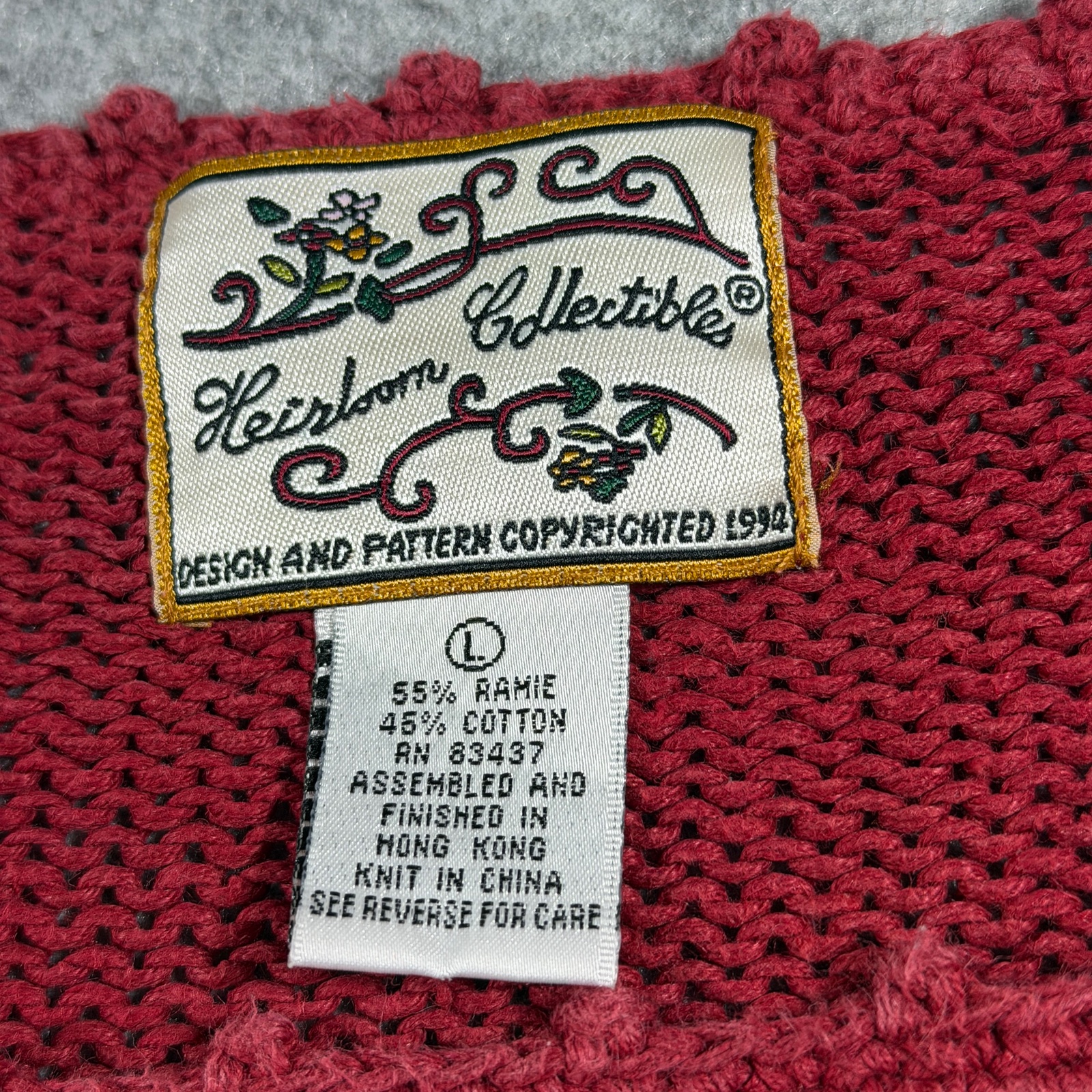 Vintage 90s Heirloom Collectibles Sweater Womens L Patchwork Floral Embroidered thumbnail 10