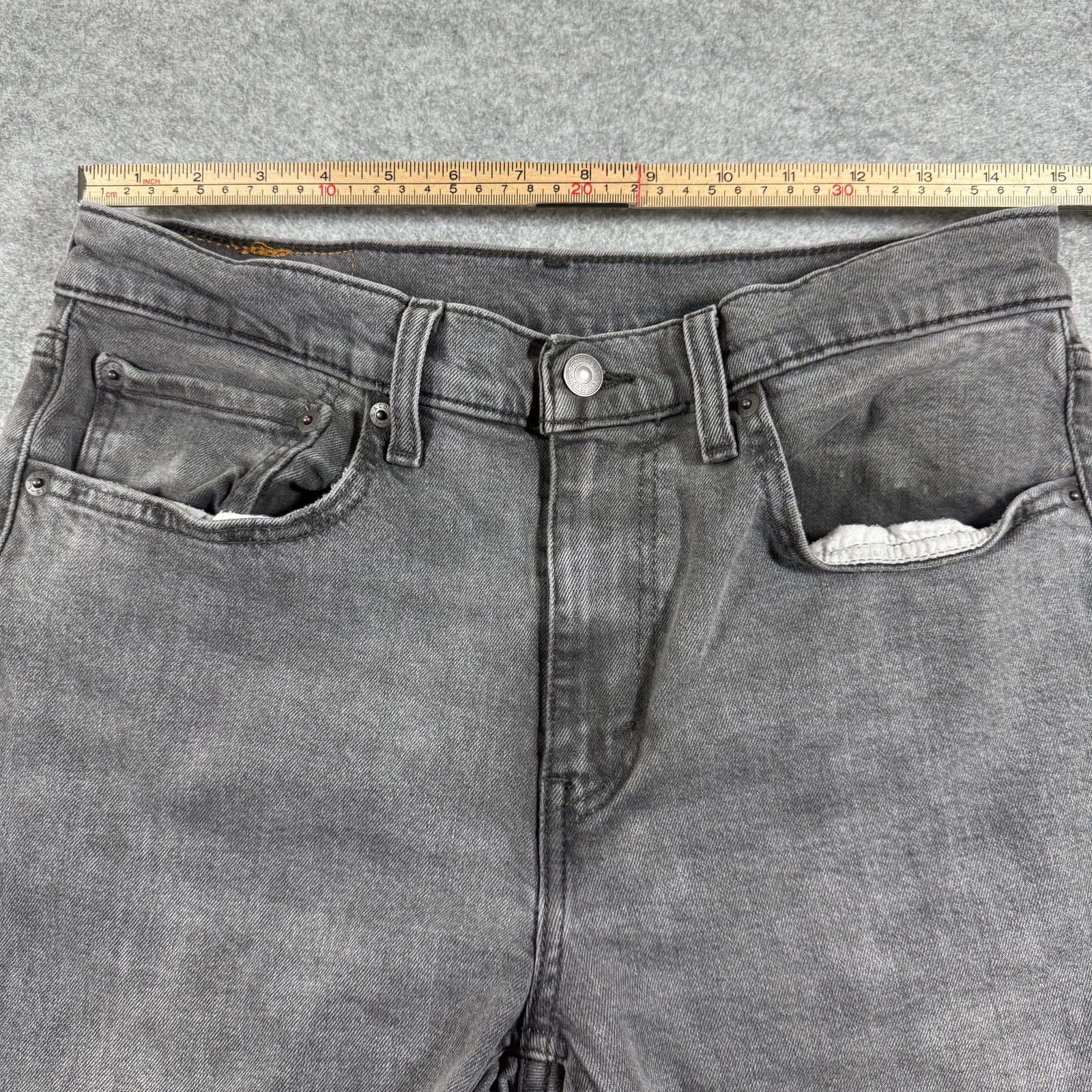 Levi's 502 Taper Jeans Mens 31x30 Dark Gray Stretch Denim Leather Patch Casual thumbnail 7