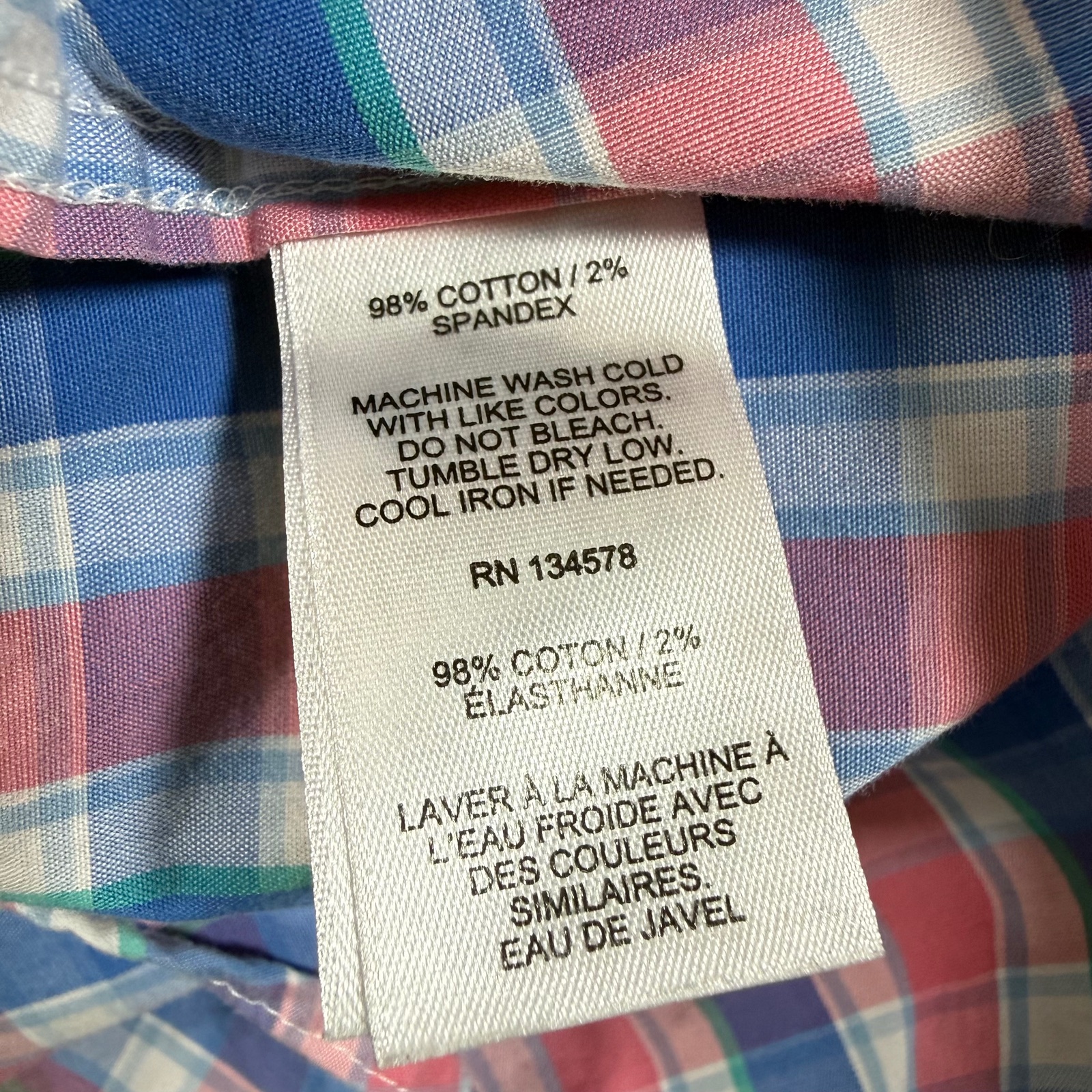 Vineyard Vines Button Up Shirt Boys 4T Pink Blue Plaid Whale Logo Preppy Church thumbnail 8