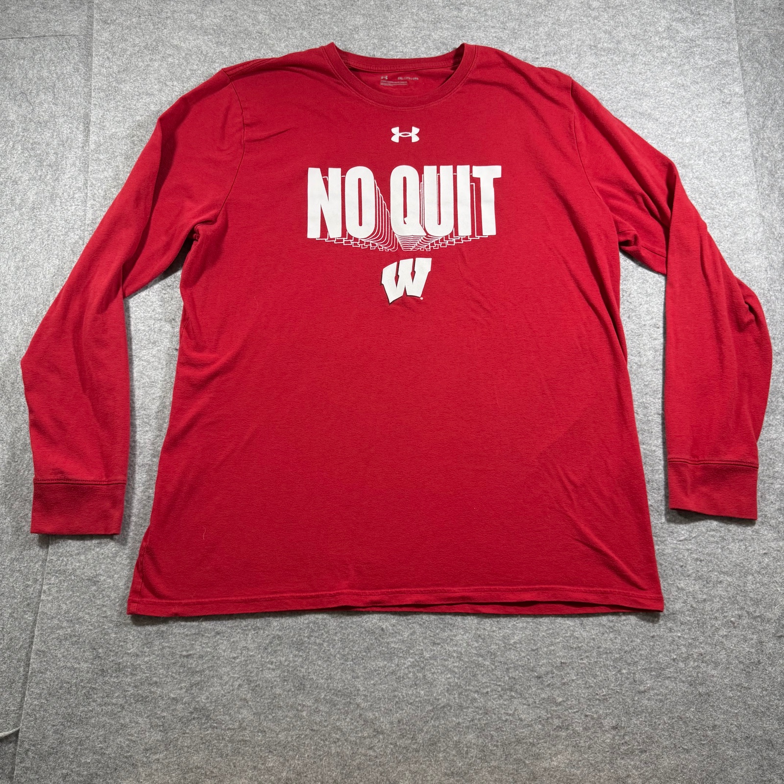 Under Armour Wisconsin Badgers Shirt Mens 2XL Red Long Sleeve NCAA Football