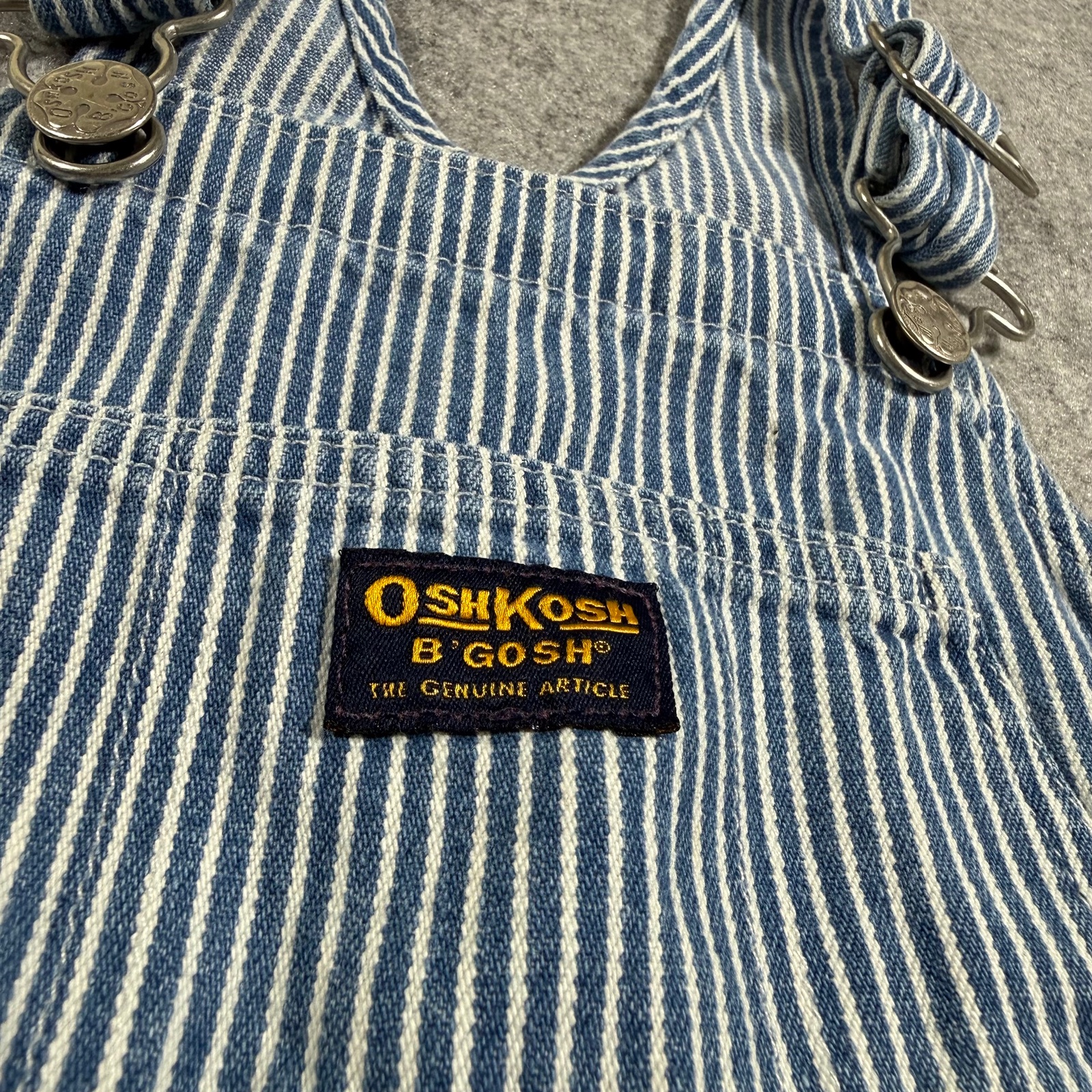 OshKosh B'Gosh Overalls Toddler 4T Blue White Hickory Stripe Cotton Vestbak thumbnail 3