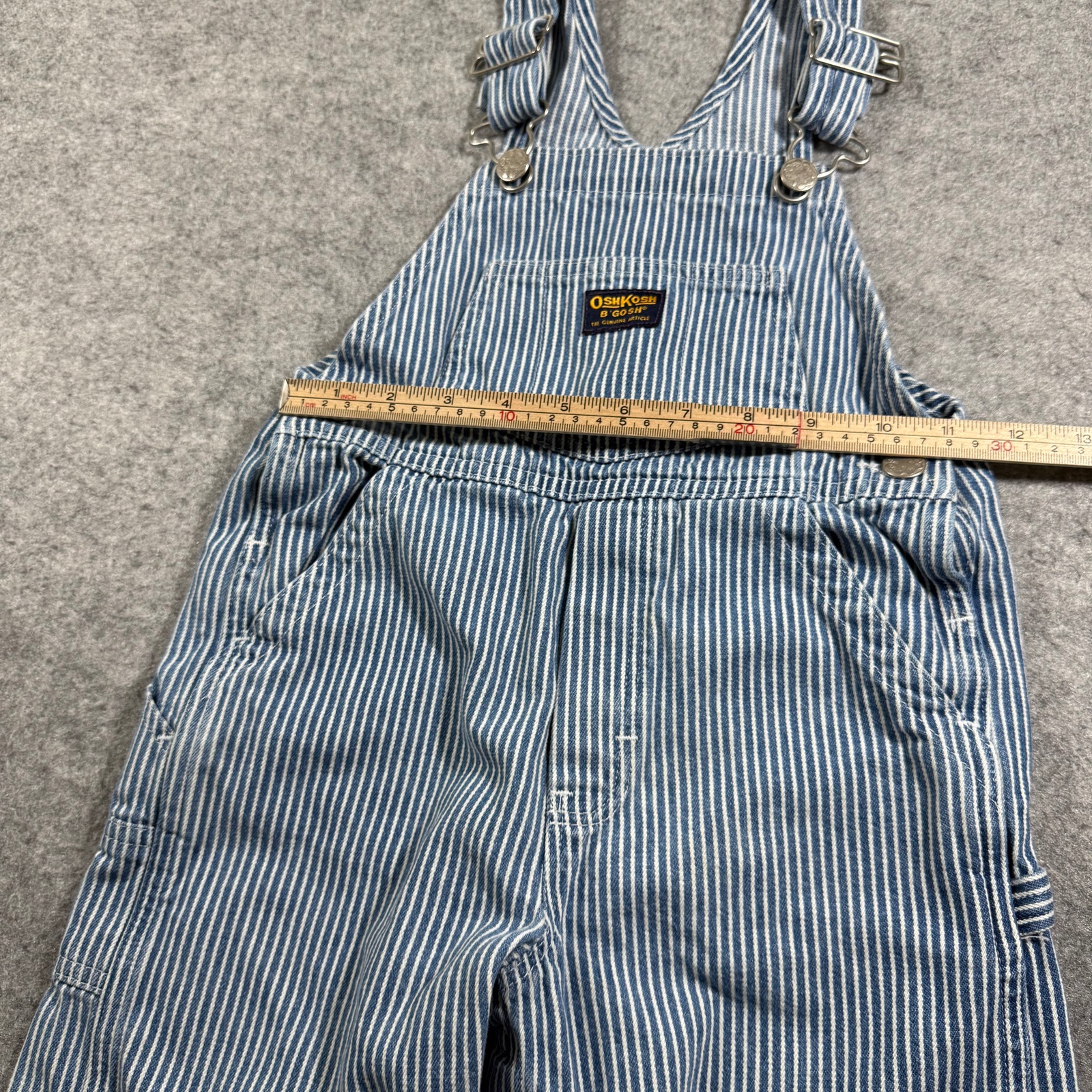 OshKosh B'Gosh Overalls Toddler 4T Blue White Hickory Stripe Cotton Vestbak thumbnail 5