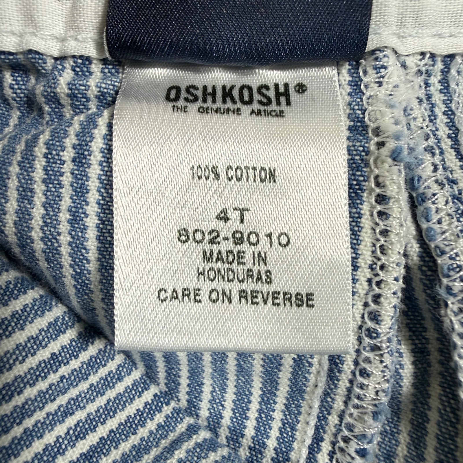 OshKosh B'Gosh Overalls Toddler 4T Blue White Hickory Stripe Cotton Vestbak thumbnail 9