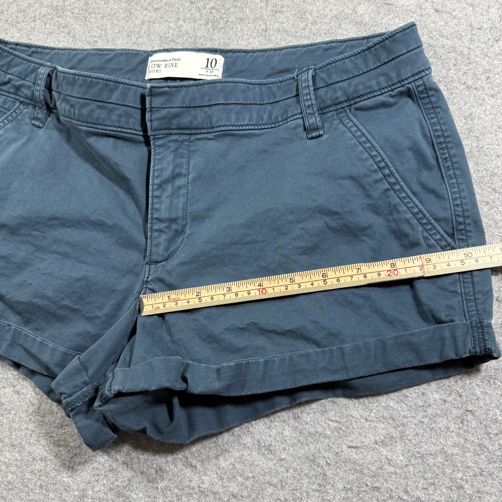 Abercrombie & Fitch Low Rise Shorts Womens 10 Slate Blue Cuffed Hem Stretch thumbnail 7