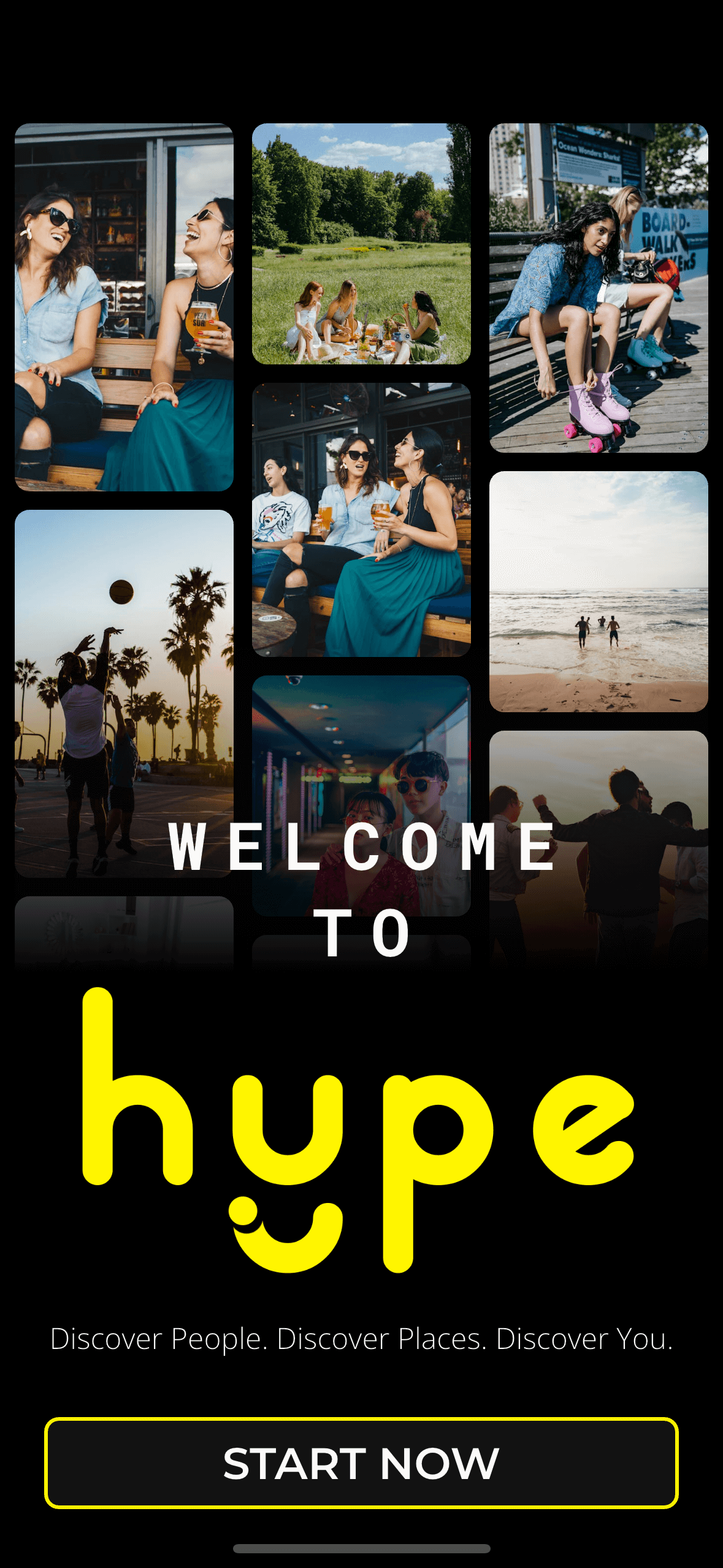 Hype app welcome screen