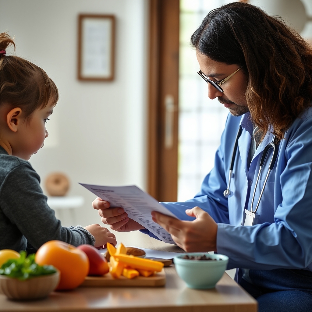 Doctor discussing milestones with parent