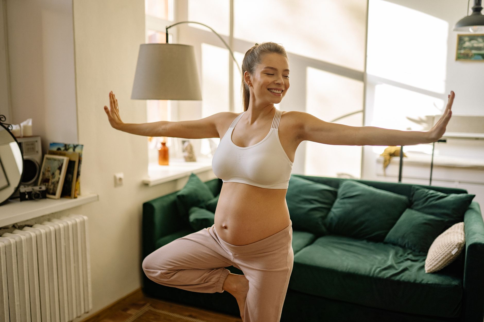Prenatal yoga session