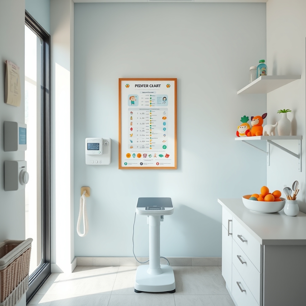 Pediatric exam room ready for a 3-month check