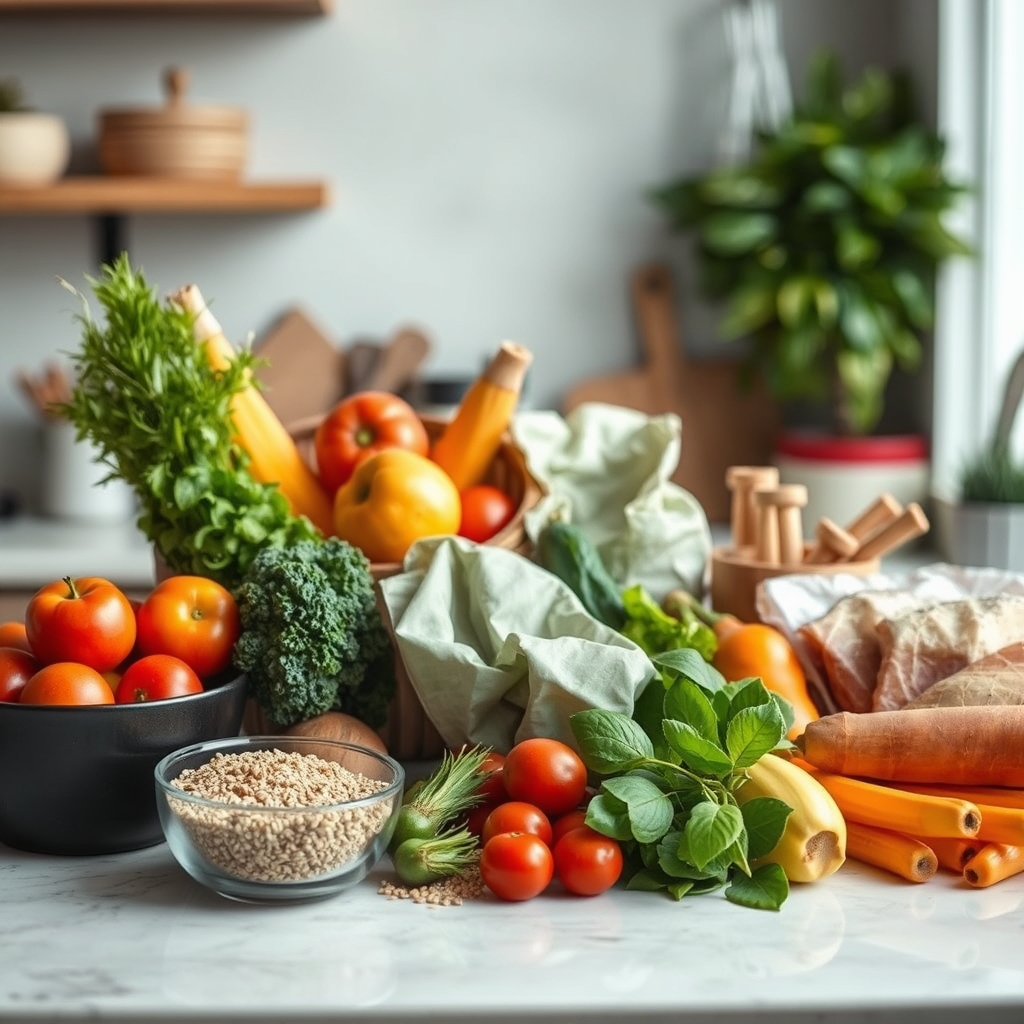 Healthy foods for pregnancy, including fruits, vegetables, and whole grains
