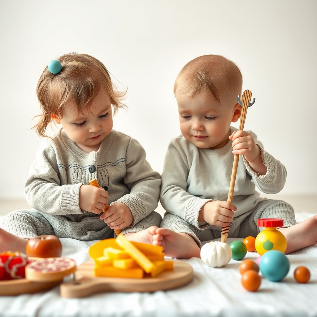 Toddlers playing independently