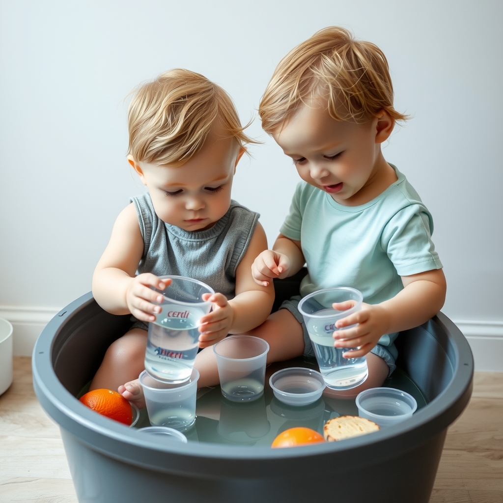 Toddlers playing with water
