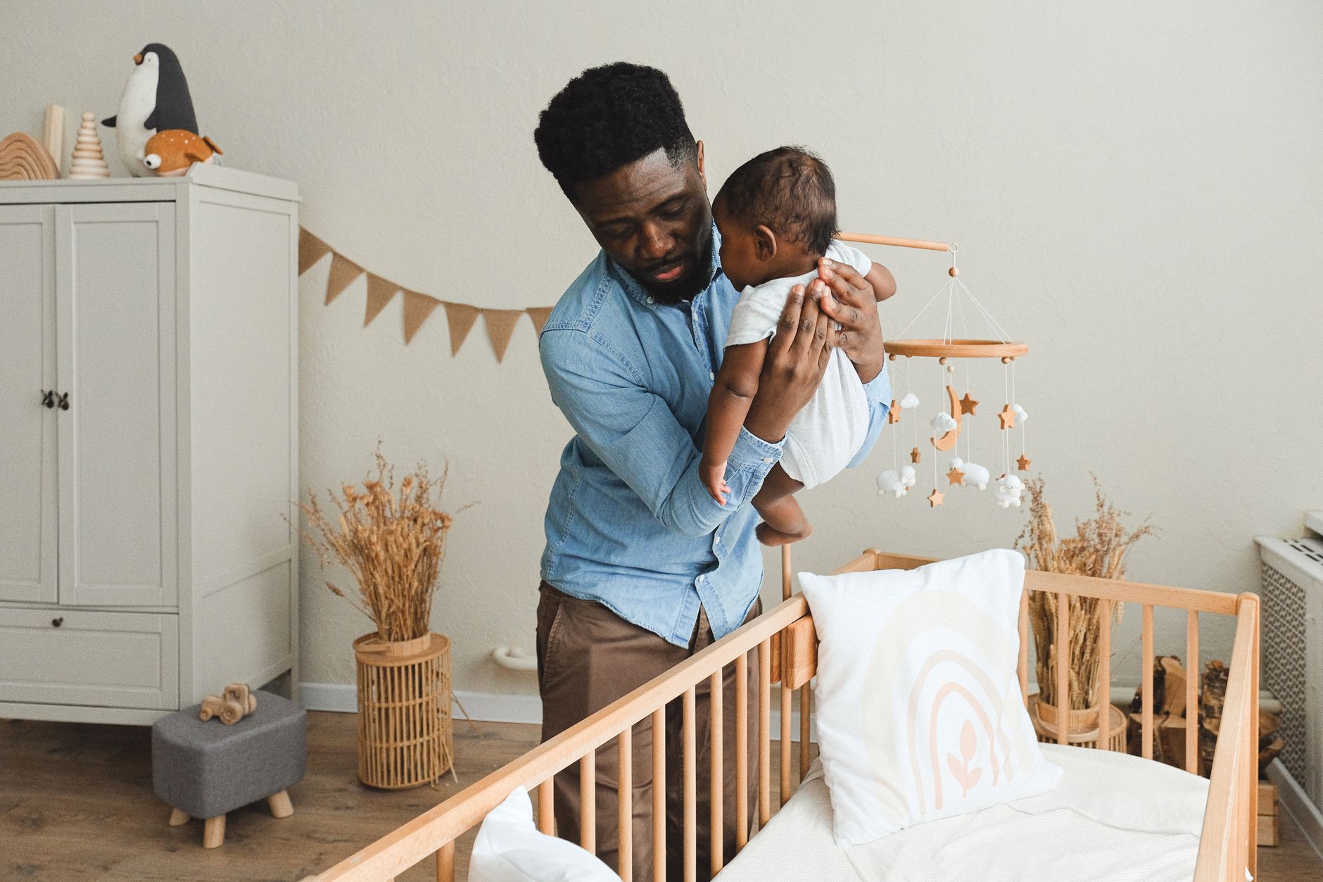 Parent rocking baby