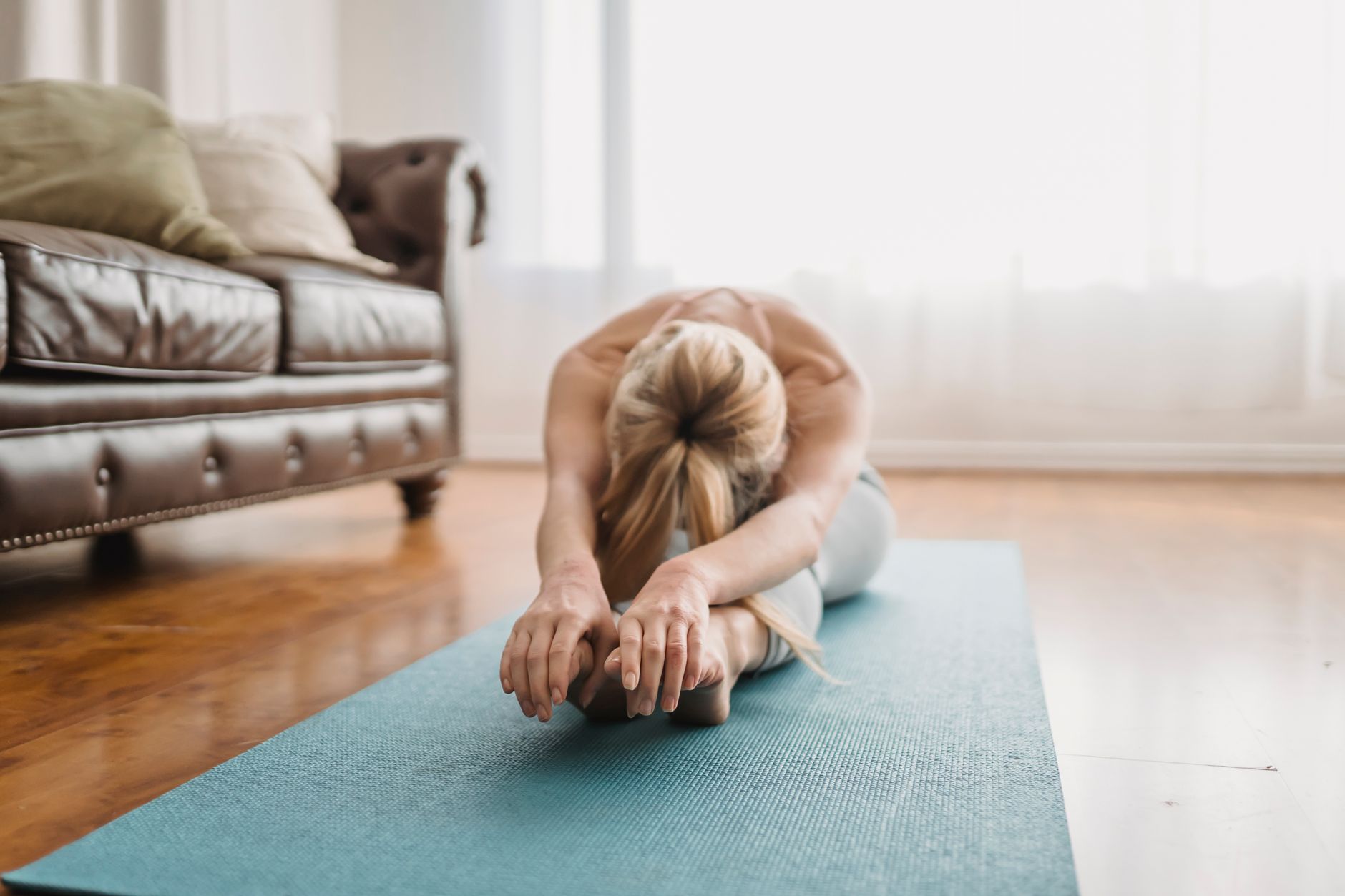Prenatal yoga pose for lower back relief
