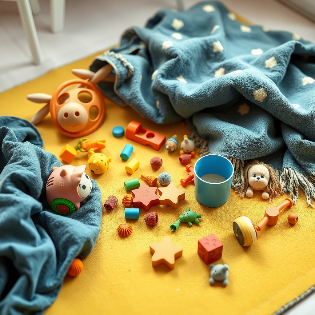 Play area set up for object permanence games.