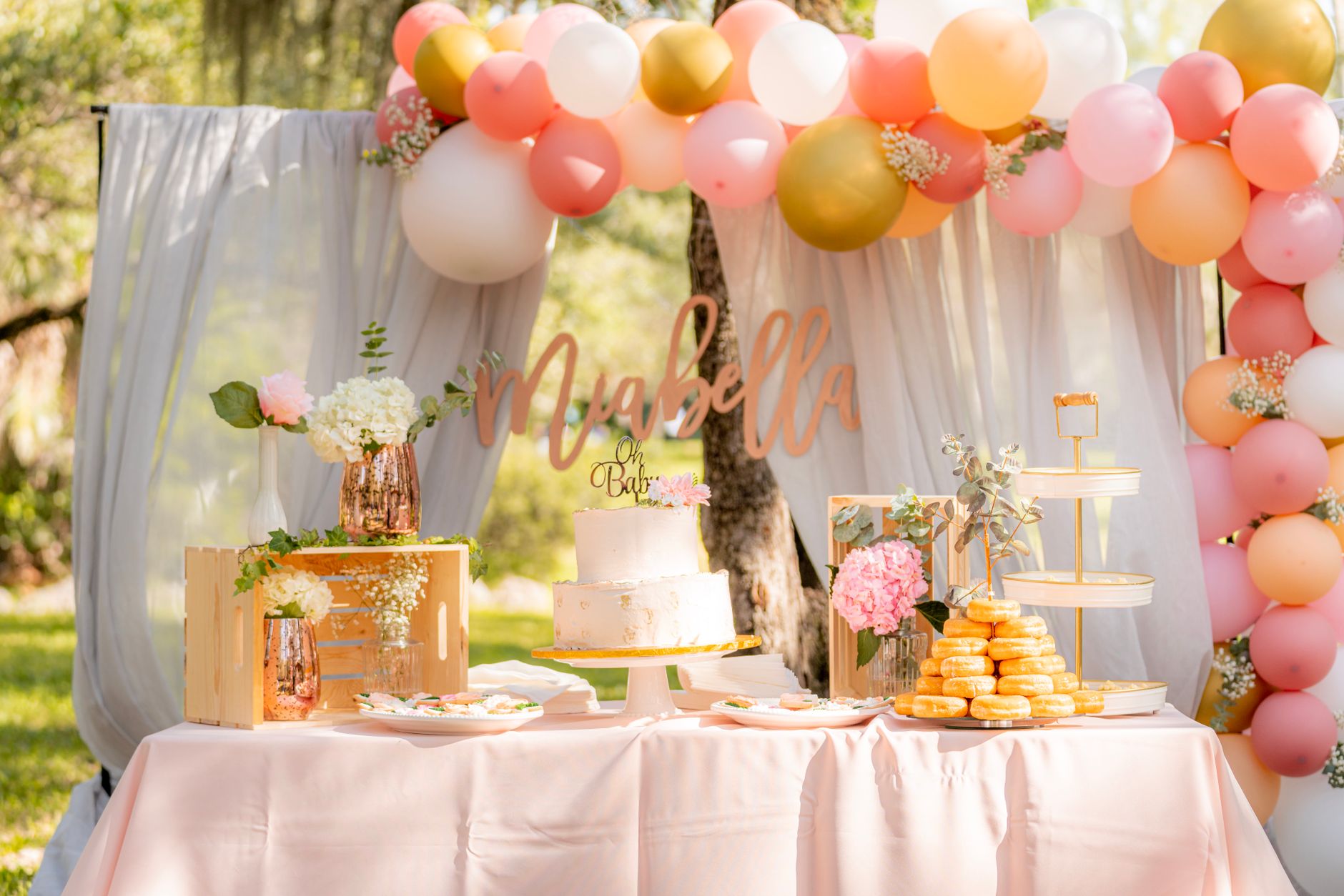 Outdoor baby shower setup