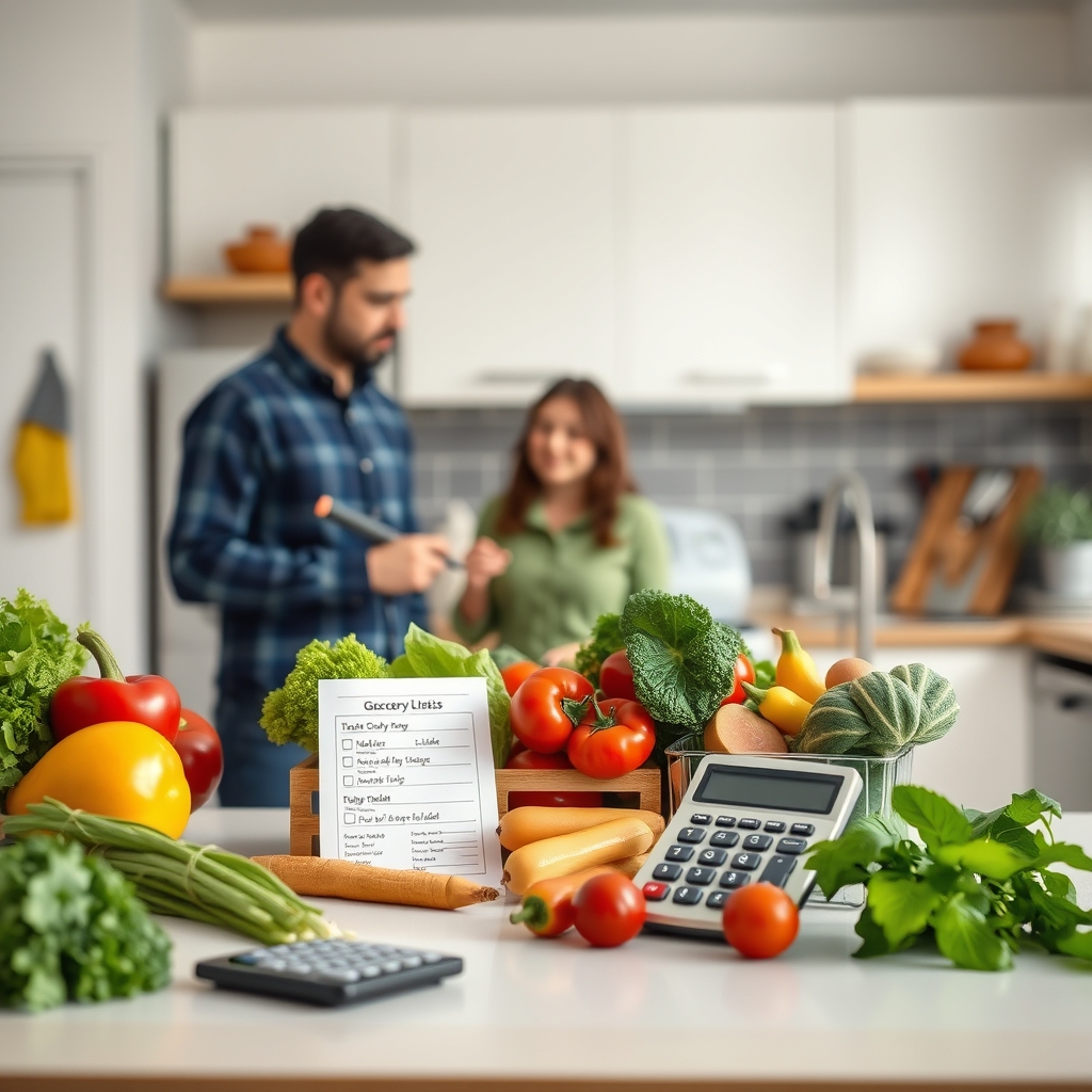 Family budgeting groceries