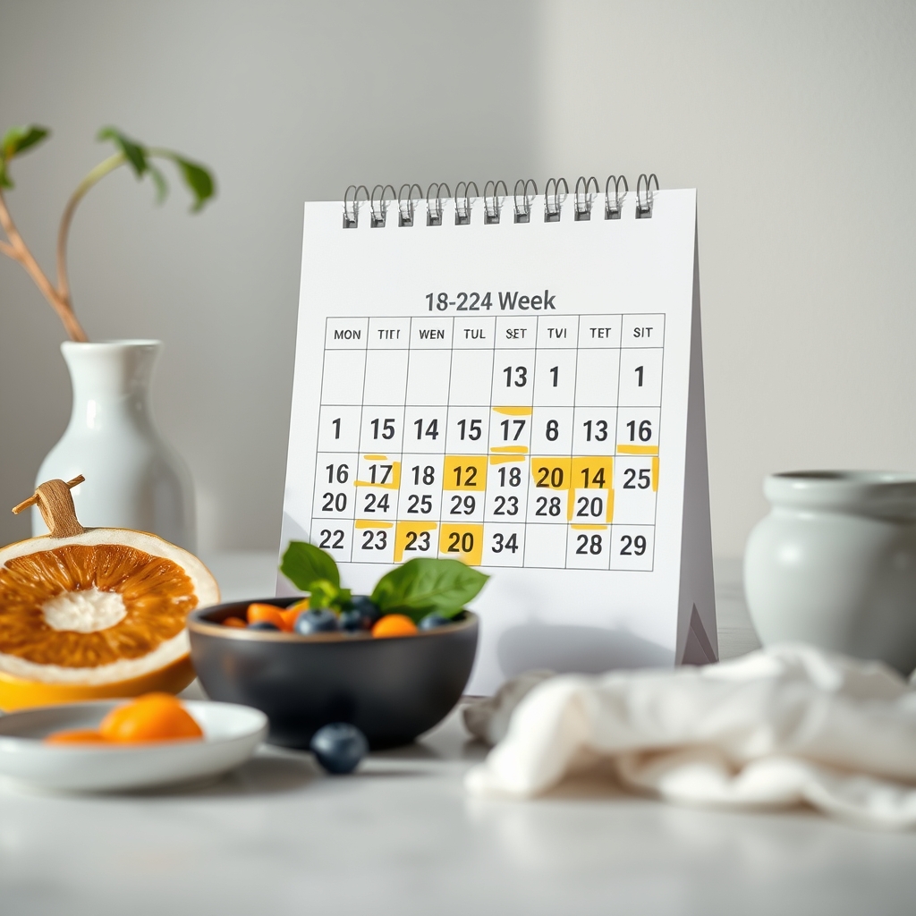 Pregnancy calendar with 18-24 weeks highlighted