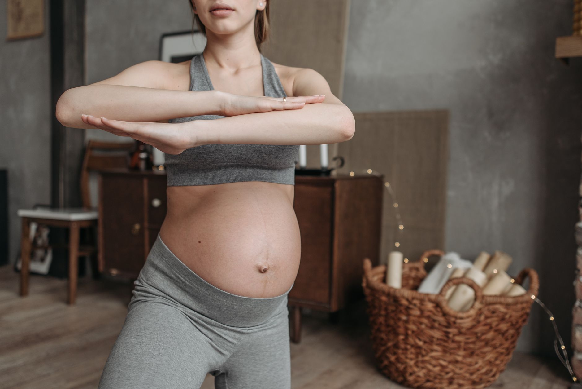 Prenatal yoga pose for feeling kicks