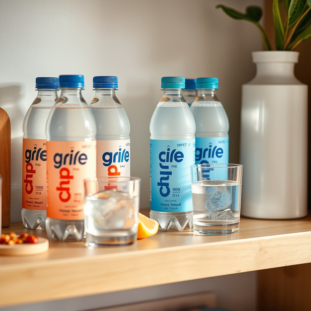 Gripe water bottles on a kitchen shelf