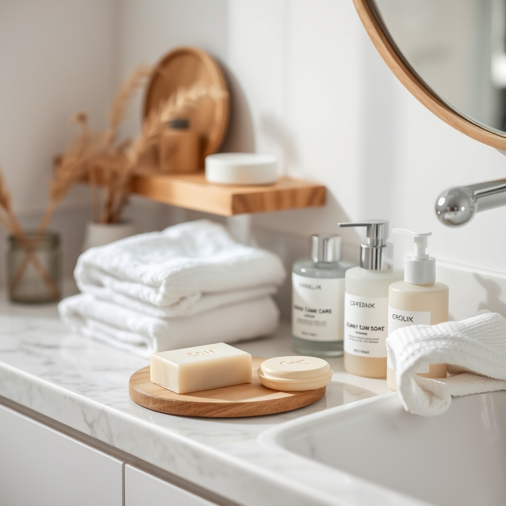 Natural hygiene products in bathroom