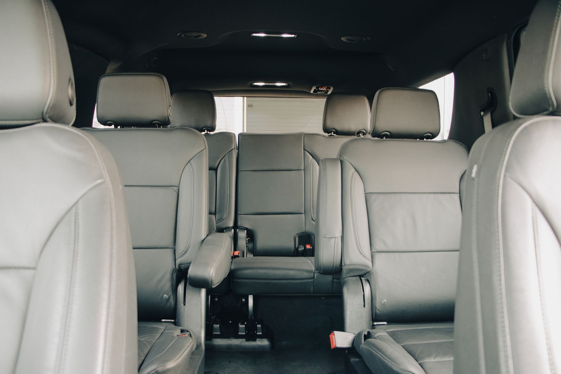 Car seat installed in a minivan