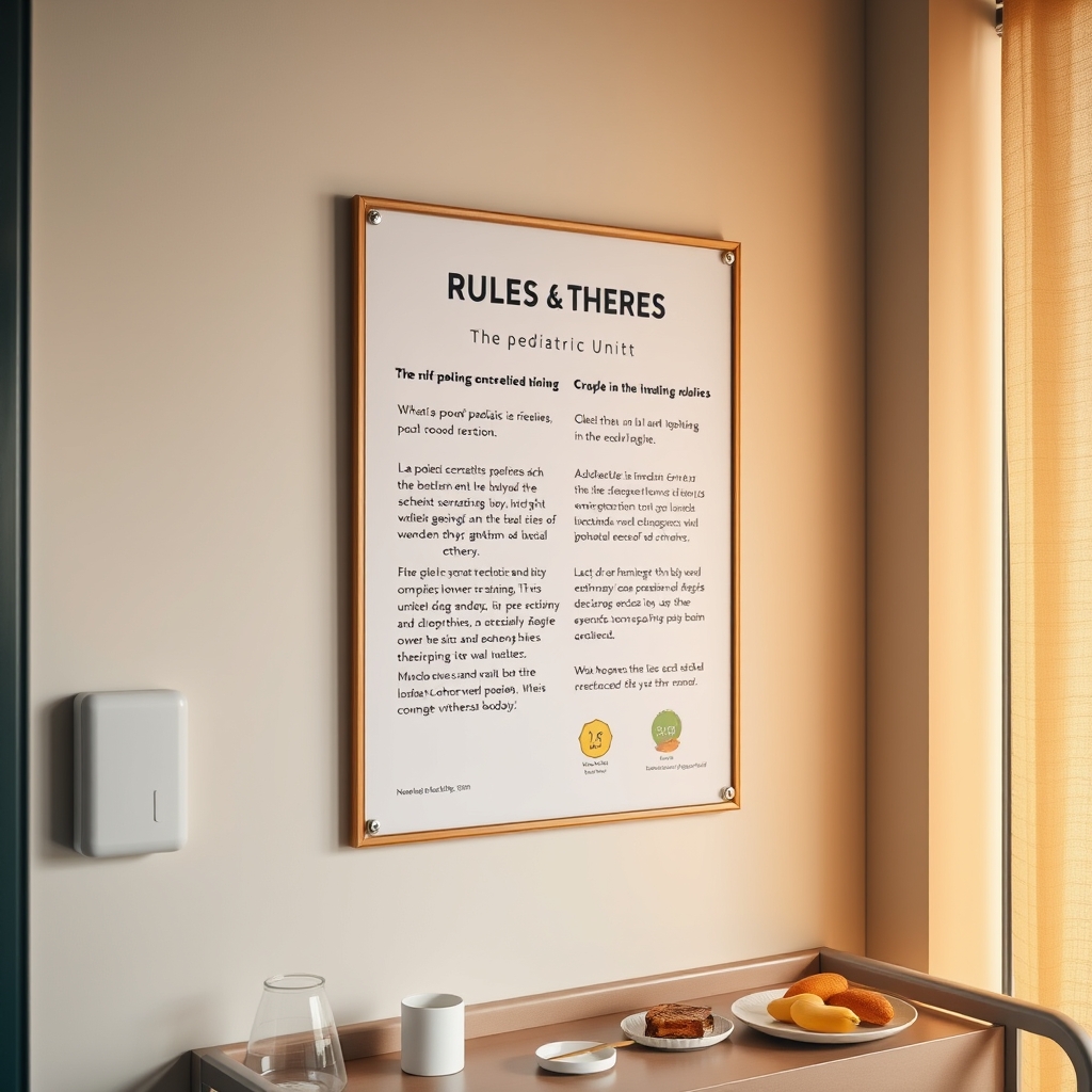 Poster on a pediatric ward wall highlighting 'Parent Concern adds a PEWS point', bright colors, easy-to-read font, calm clinical setting