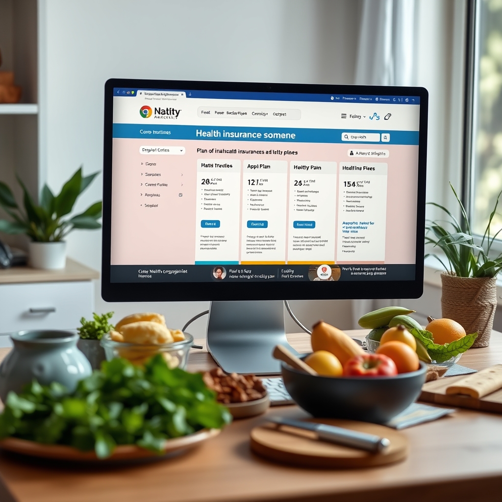 Health insurance plan comparison on screen