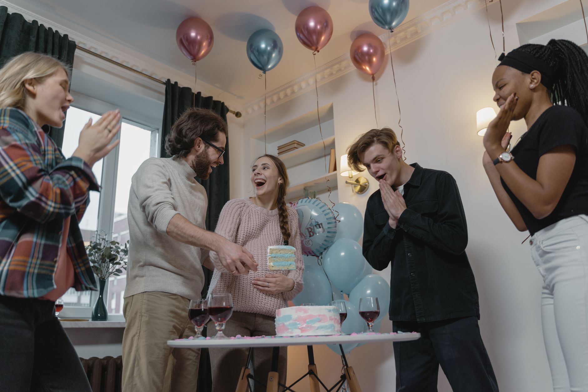 Coed dad shower setup
