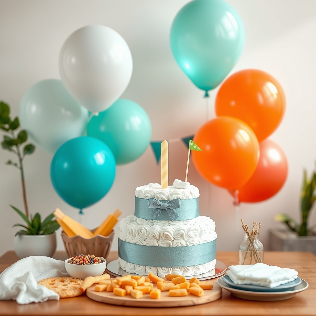 Themed diaper party decorations