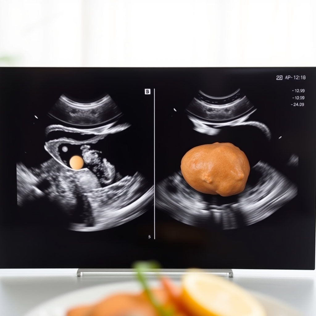 Side‑by‑side ultrasound comparison: left—normal intrauterine gestational sac with yolk sac; right—ectopic tubal mass with surrounding fluid and ring‑of‑fire Doppler pattern