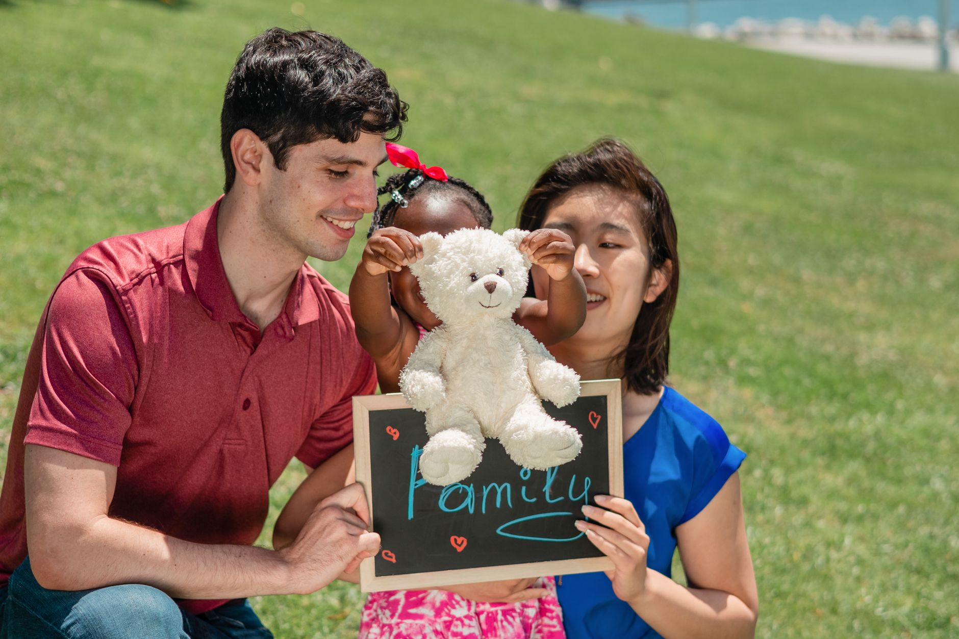 Foster families enjoying a picnic together