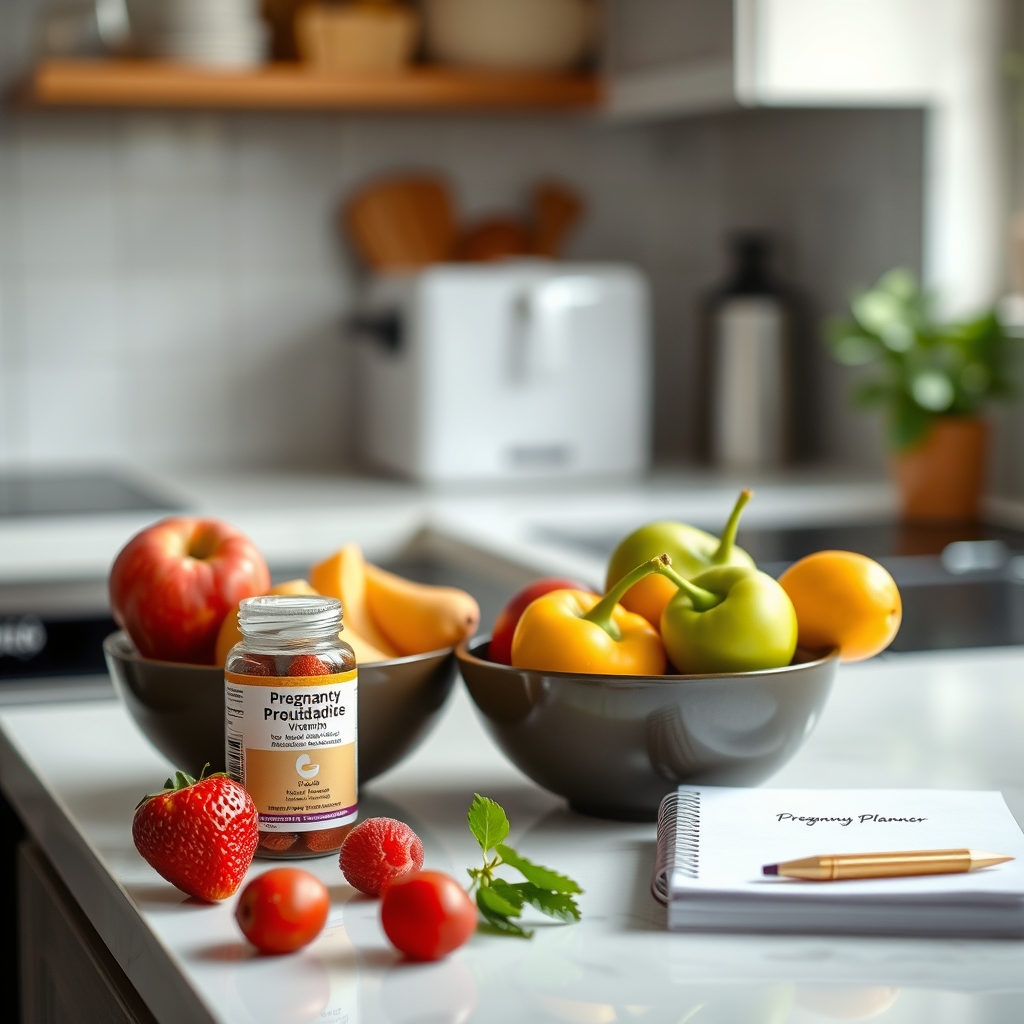 Pregnancy planner on kitchen counter