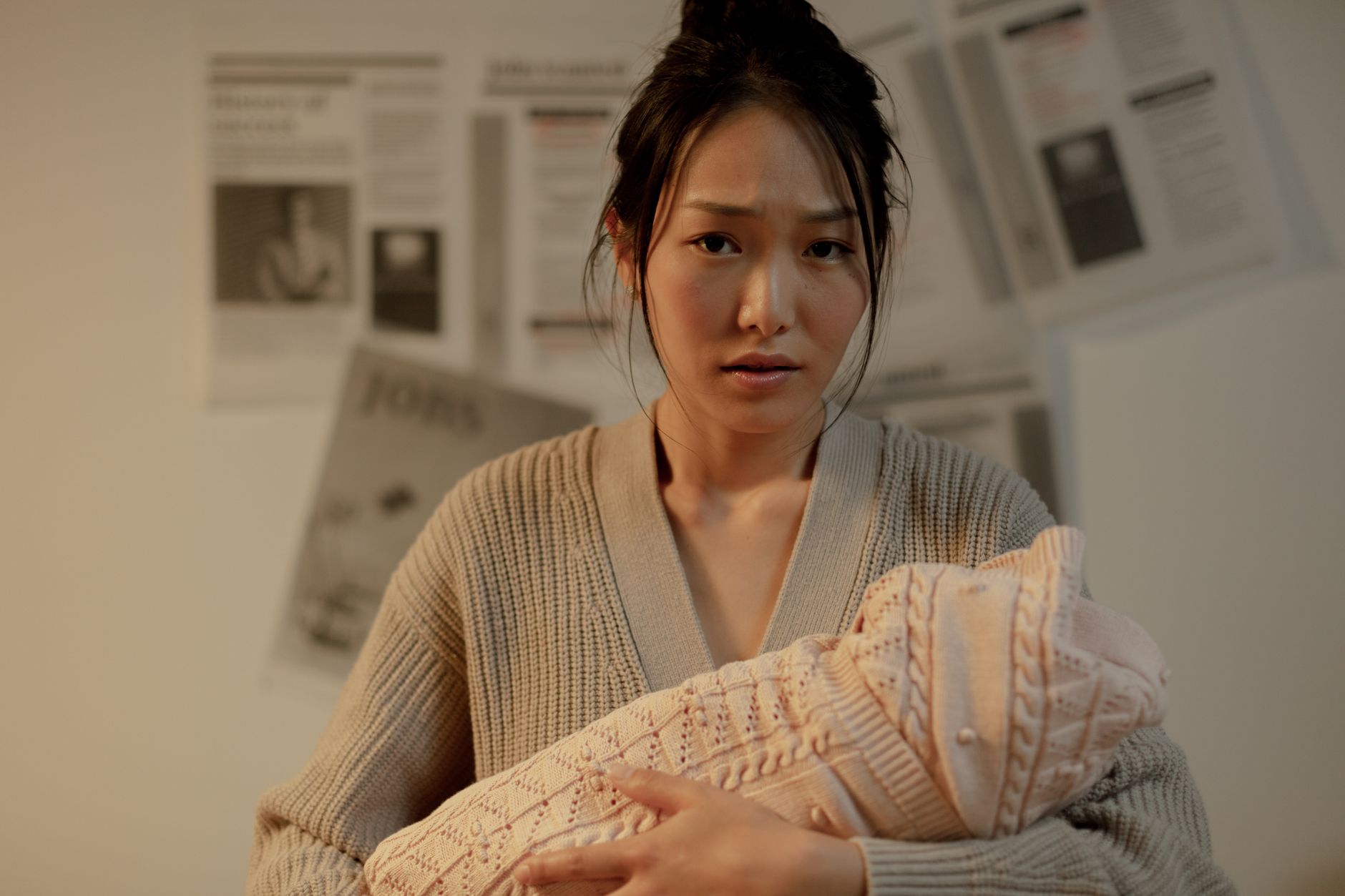 Postpartum mother at 34 with newborn