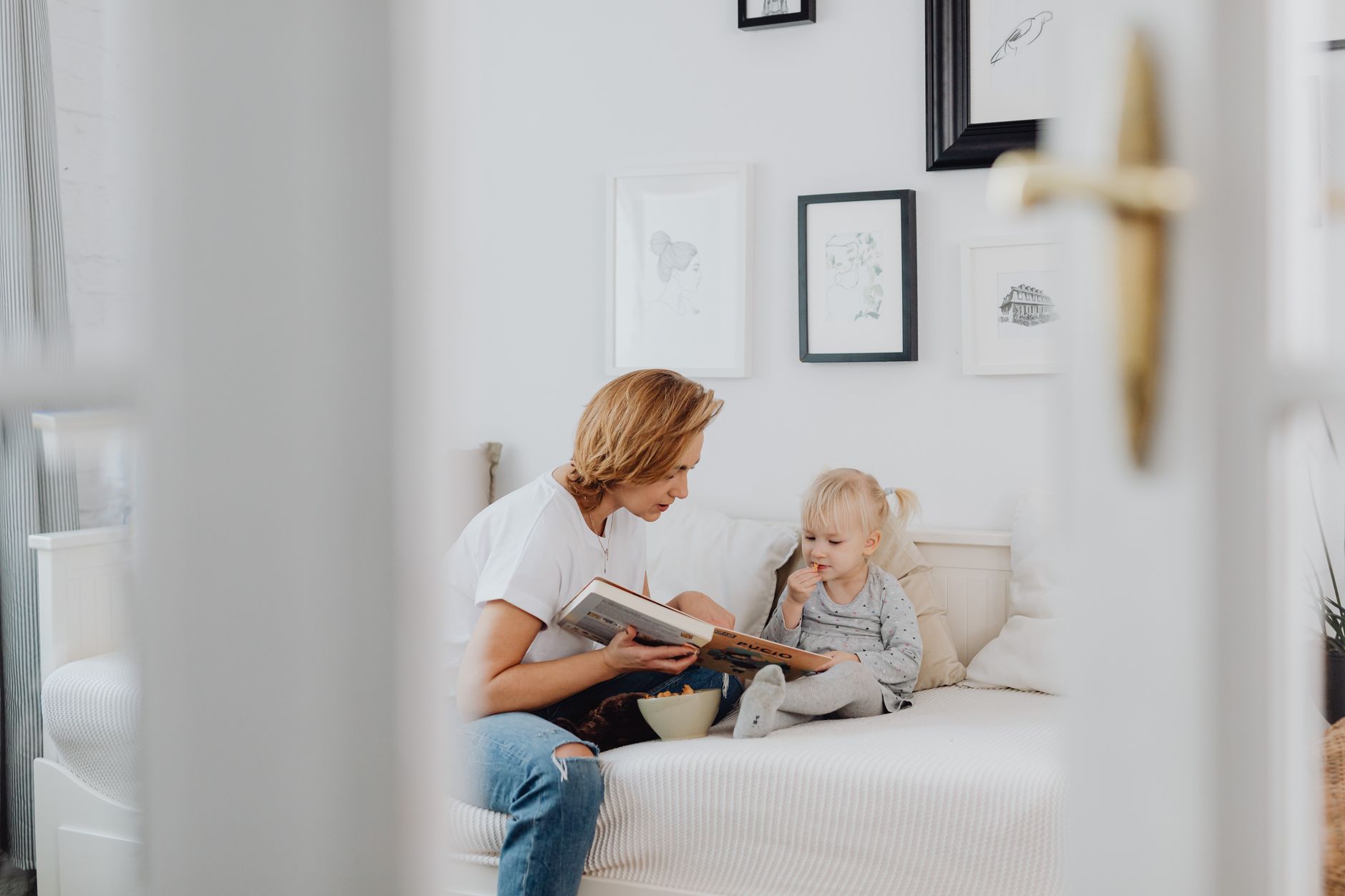 Mother reading a parenting book