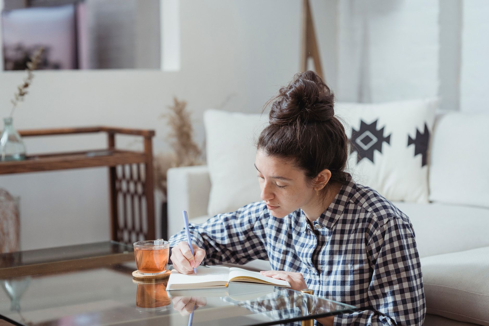 Mom practicing self‑care at home