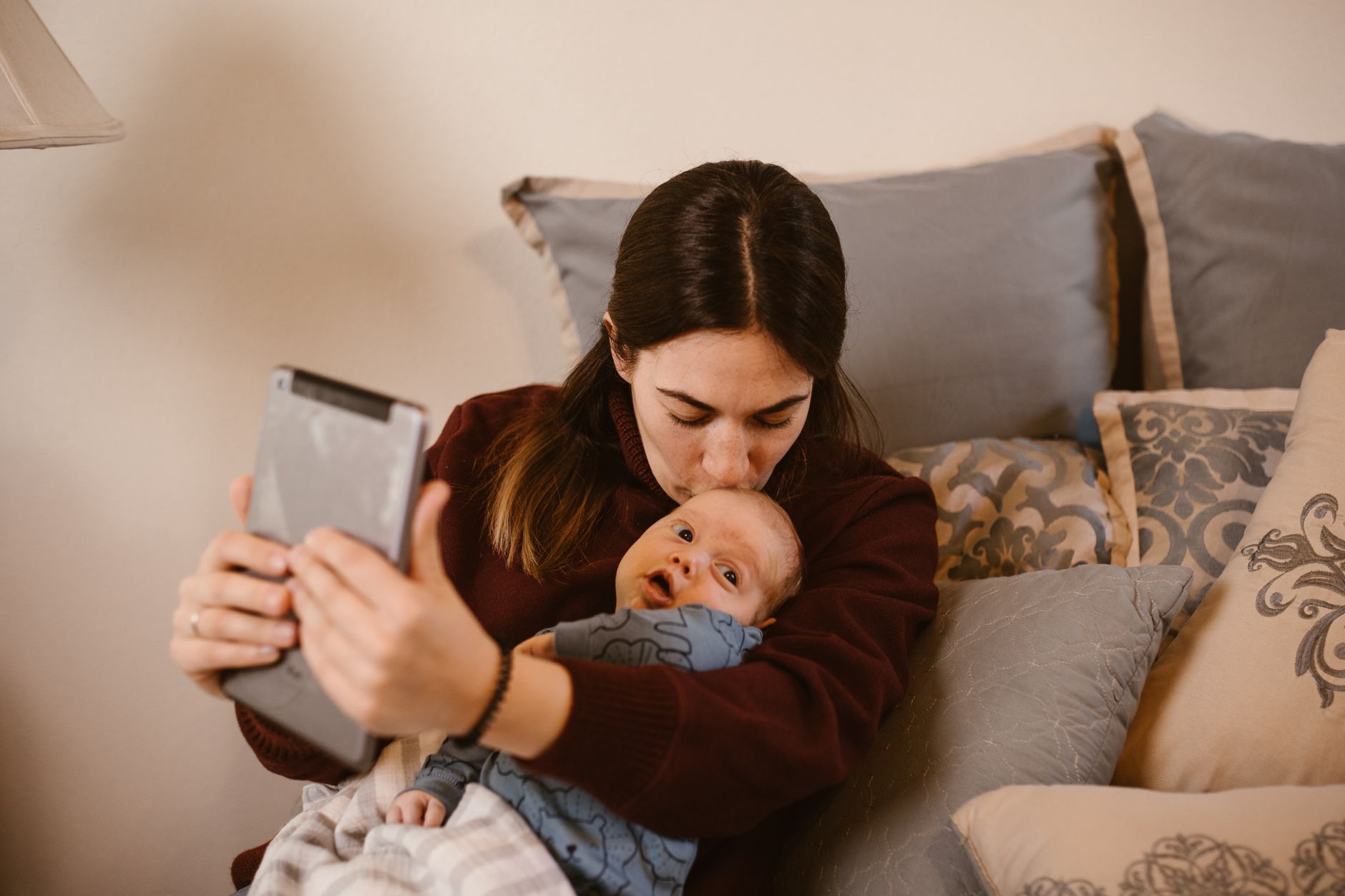 Virtual lactation consultation on a tablet