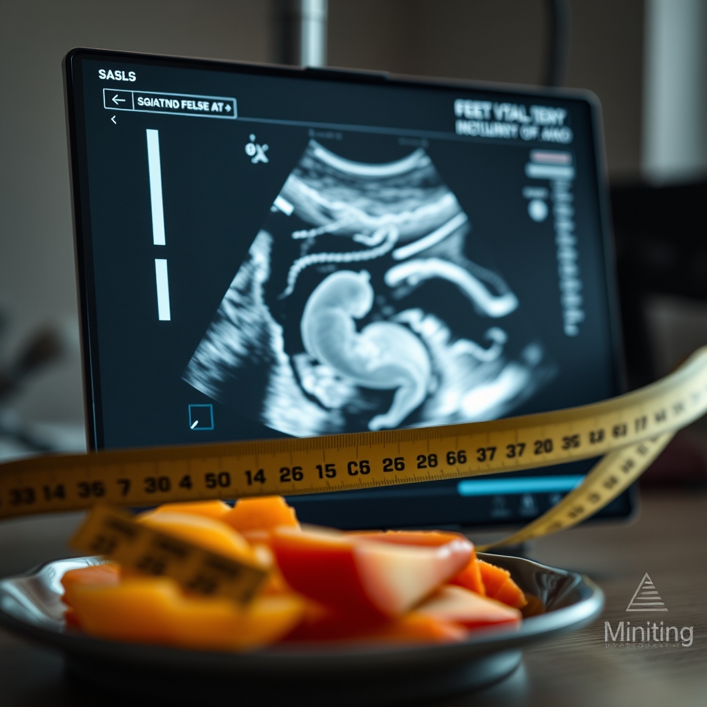 ultrasound image showing a healthy fetus with a measuring tape overlay, illustrating growth monitoring during pregnancy while on medication